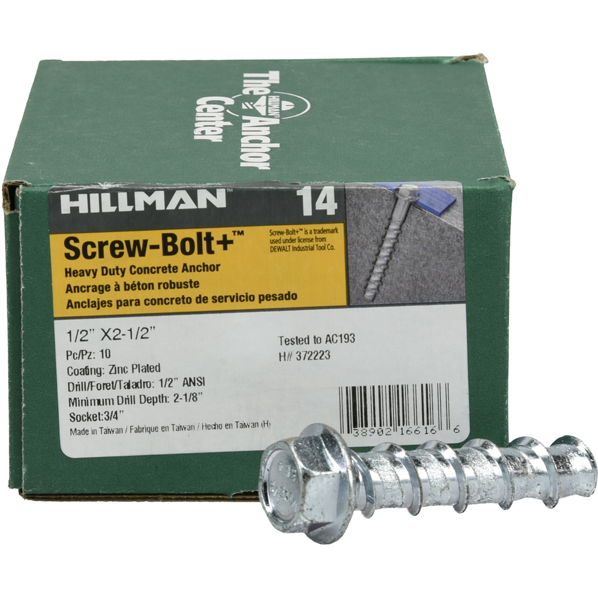 Hillman Screw-Bolt+ Anchor (1/2 in. x 2-1/2 in.) - 10 pc