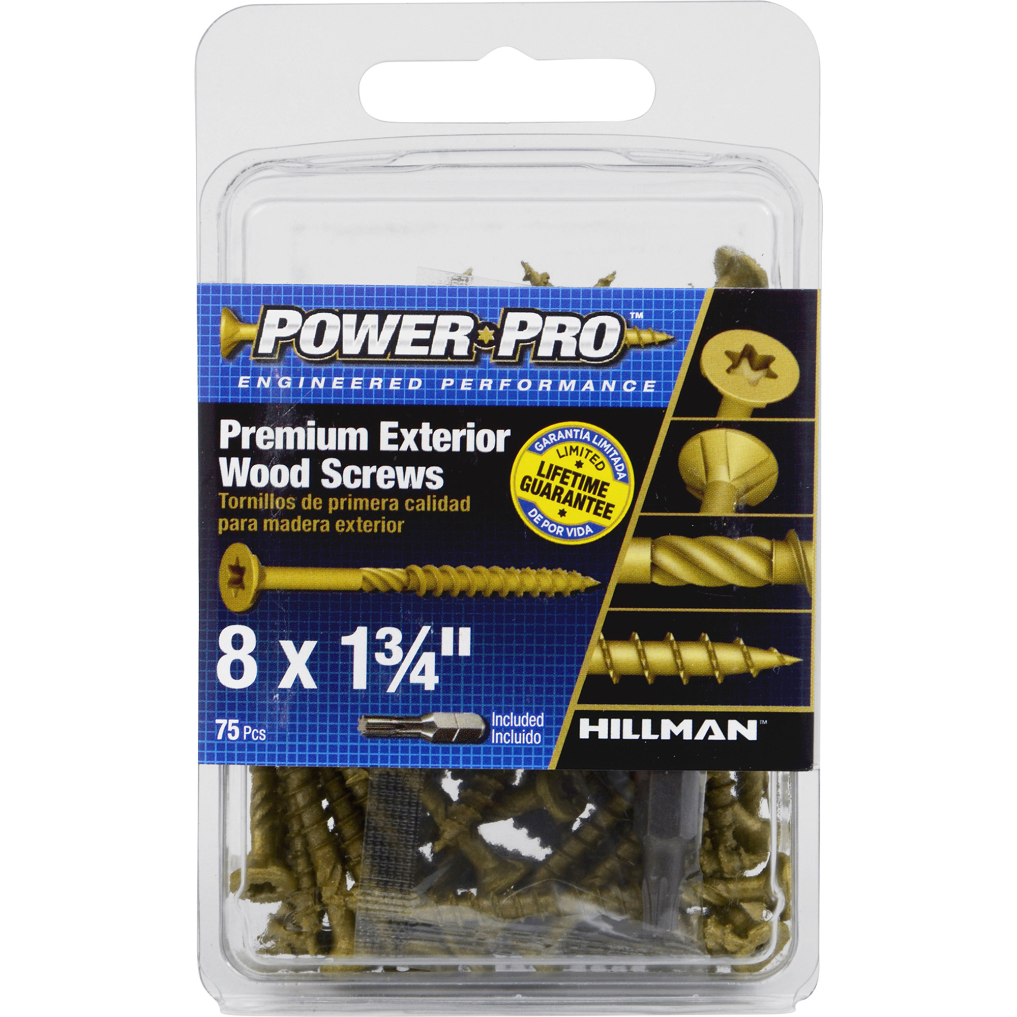 Power Pro Premium Bronze Exterior Wood Screws (#8 x 1-3/4 in.) - 75 pc