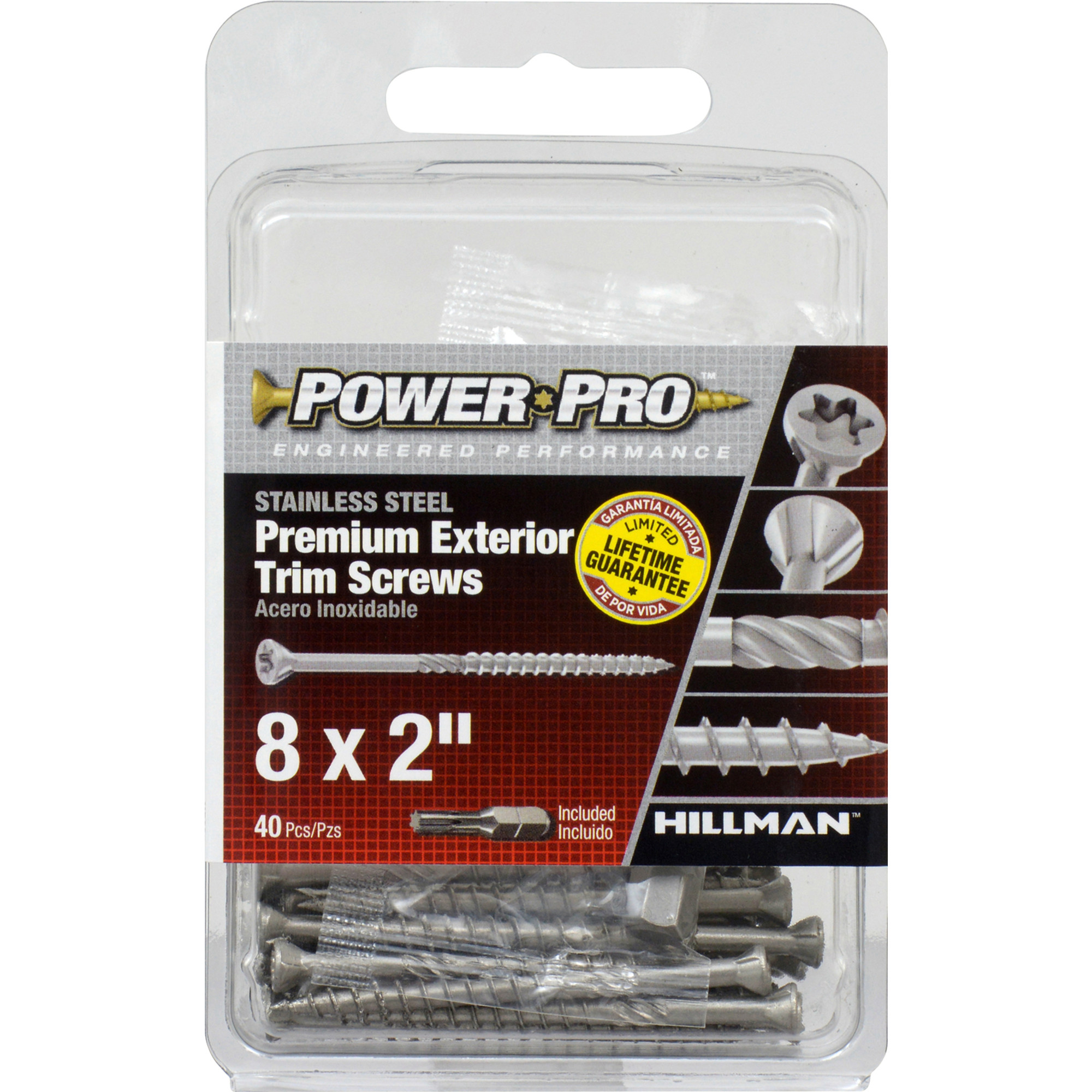 Power Pro Premium 305 Stainless Steel Trim Screws (#8 x 2 in.) - 40 pc