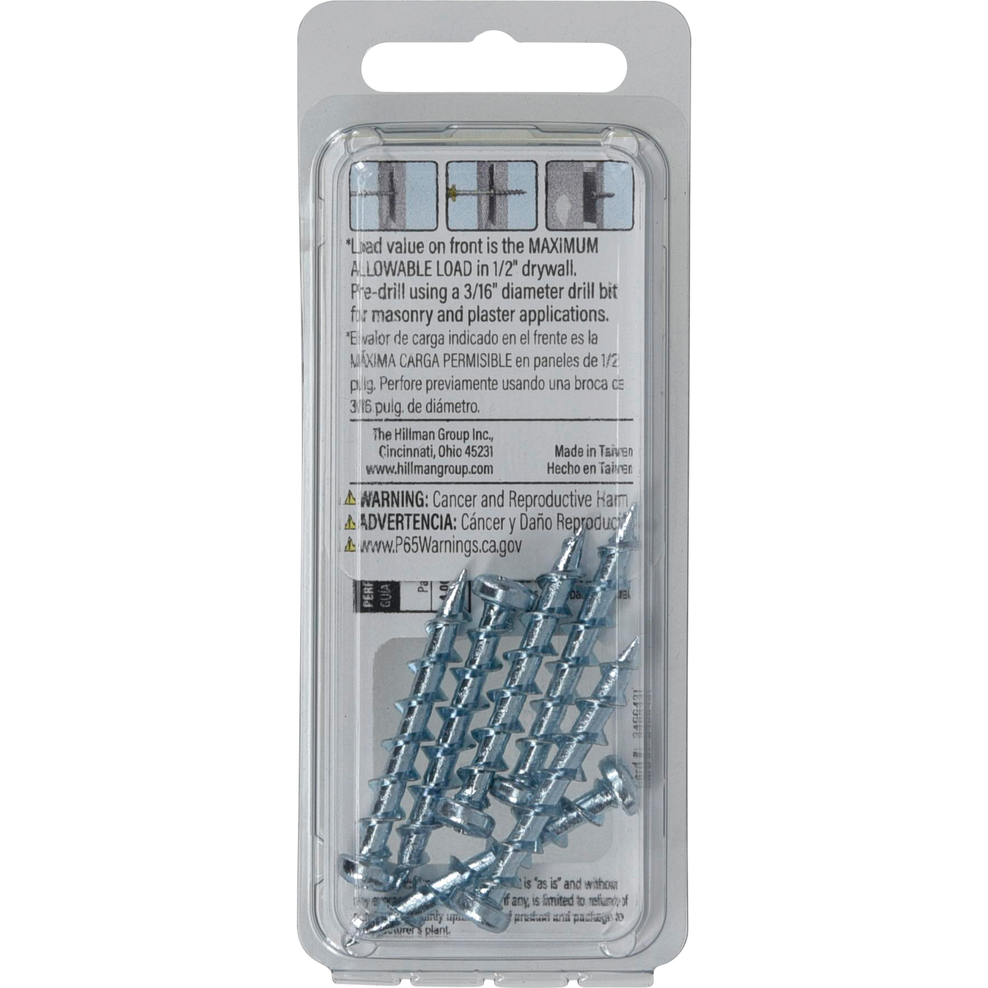 Hillman Borefast Zinc Phillips Pan-Head Screw Anchor (1-1/2 in.) - 6 pc