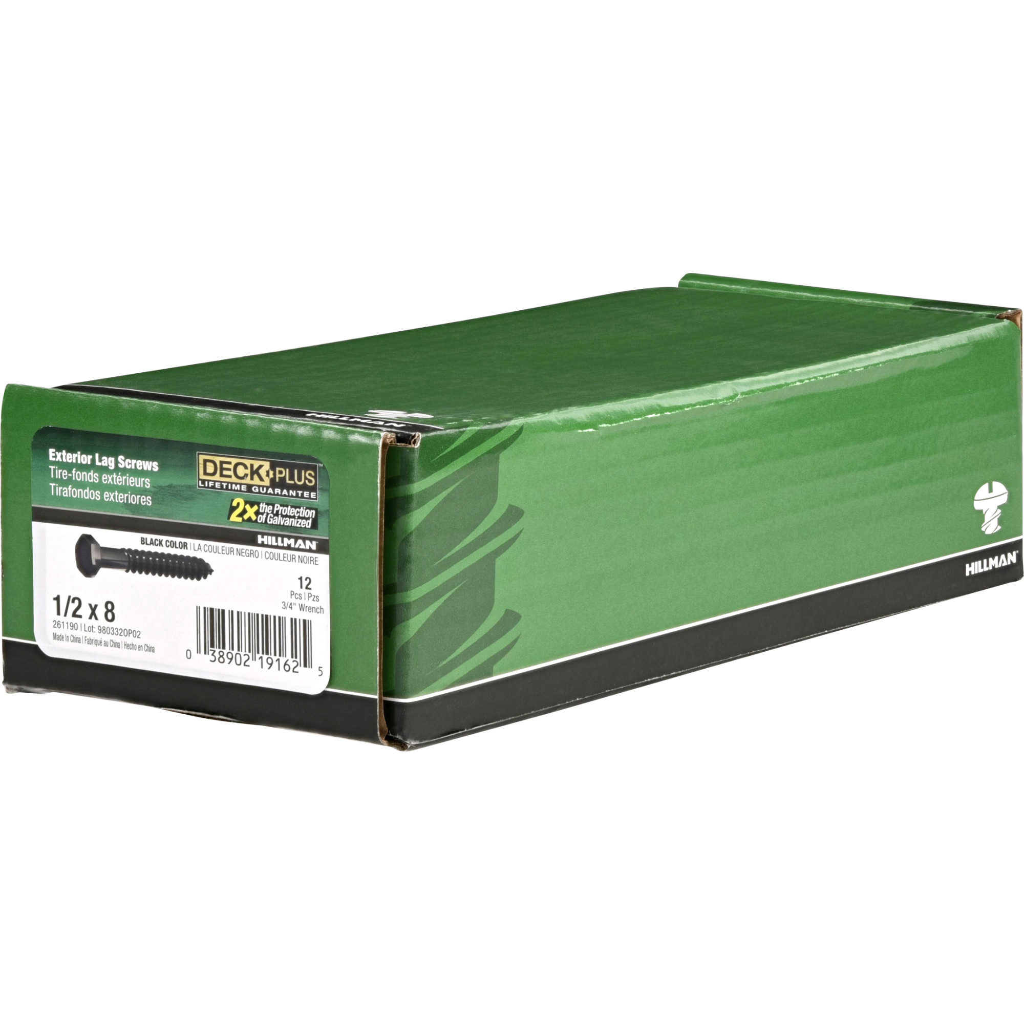 Deck Plus Black Coated Lag Screws 1/2 in. x 8 in.