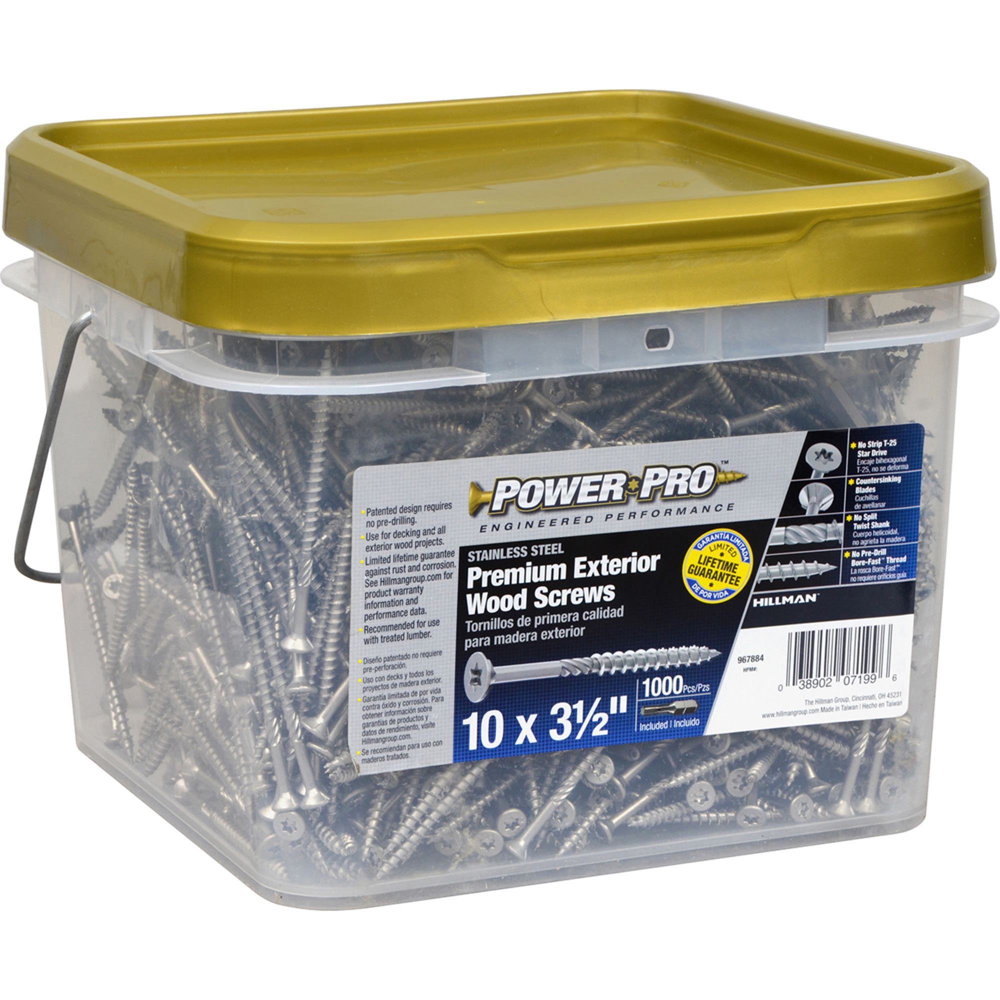 Power Pro Premium 305 Stainless Steel Wood Screws (#10 x 3-1/2 in.) - 1000 pc