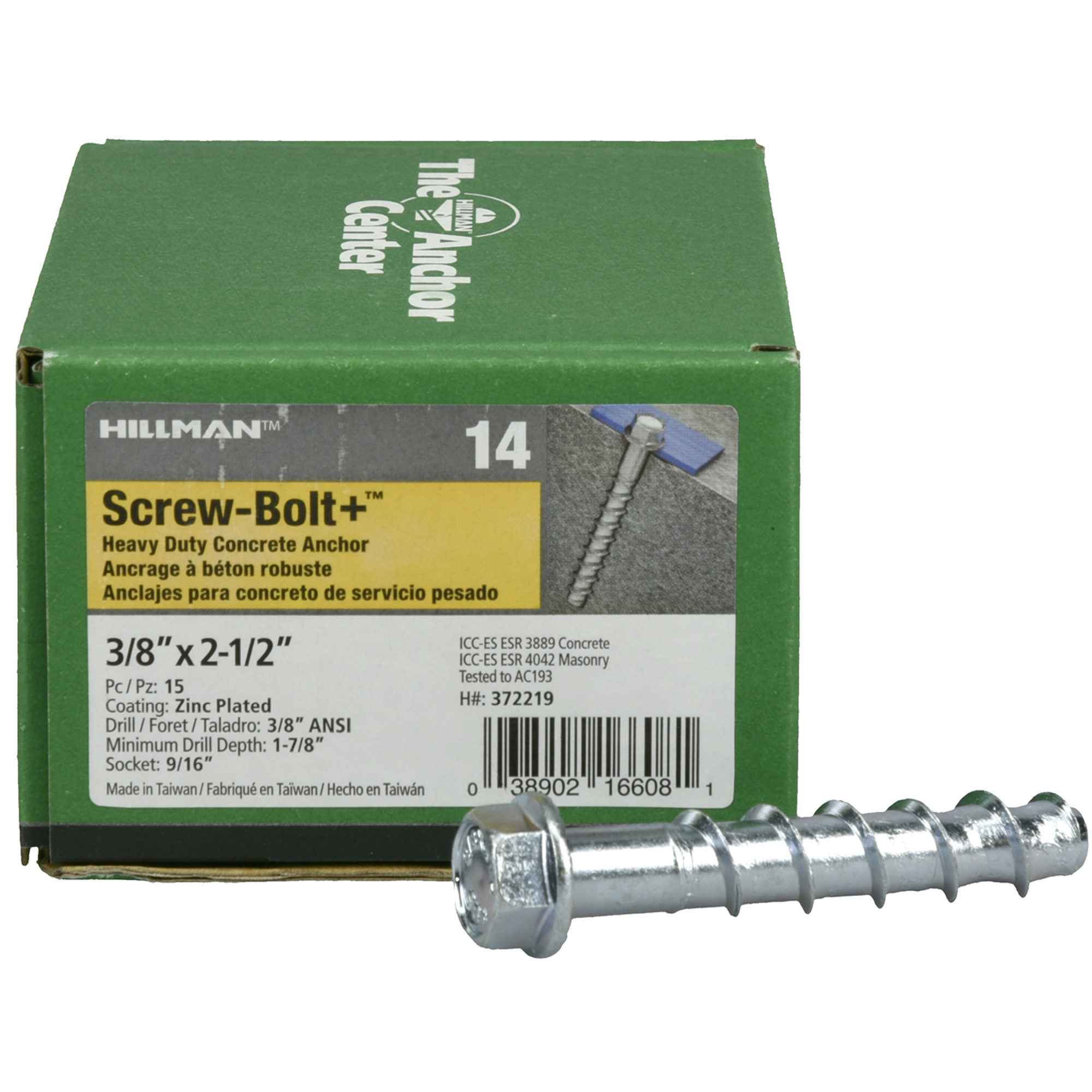 Hillman Screw-Bolt+ Anchor (3/8 in. x 2-1/2 in.) - 15 pc