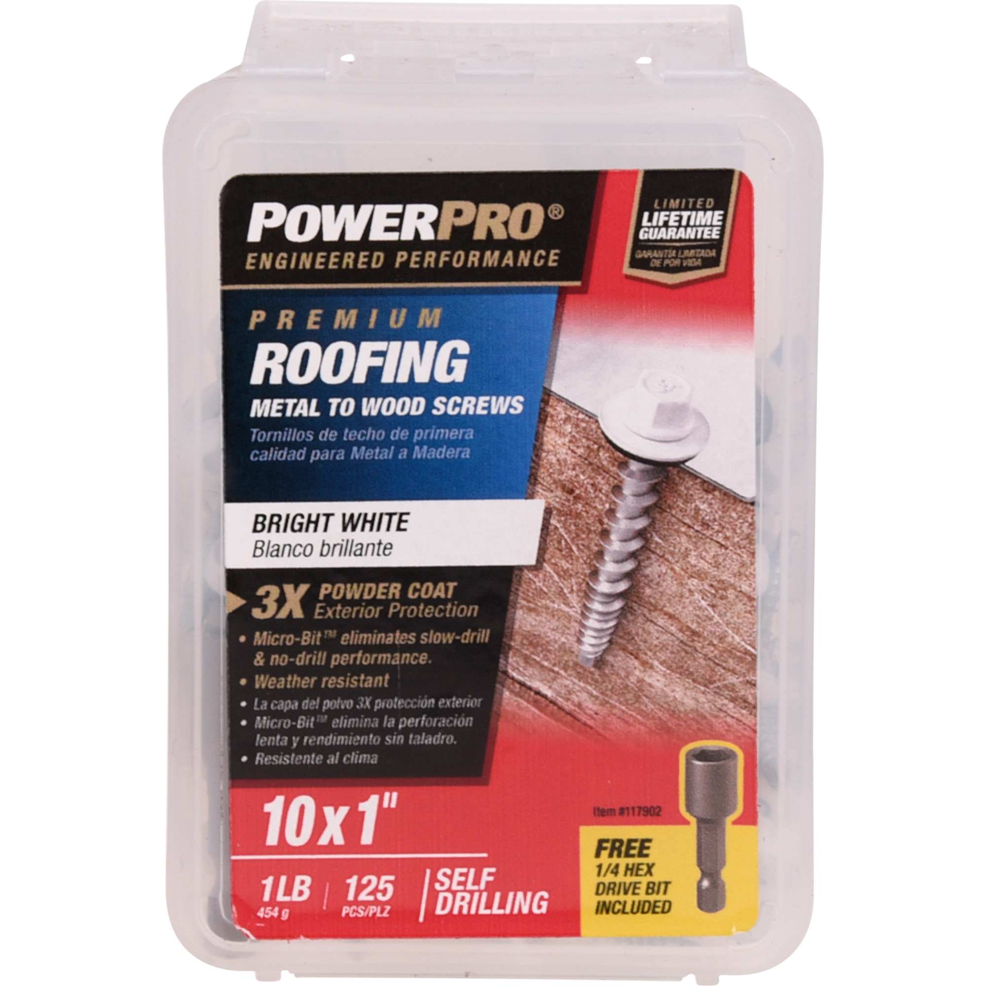 Power Pro White Self Drilling Metal-to-Wood Roofing Screws (#10 x 1 in.) - 125 pc