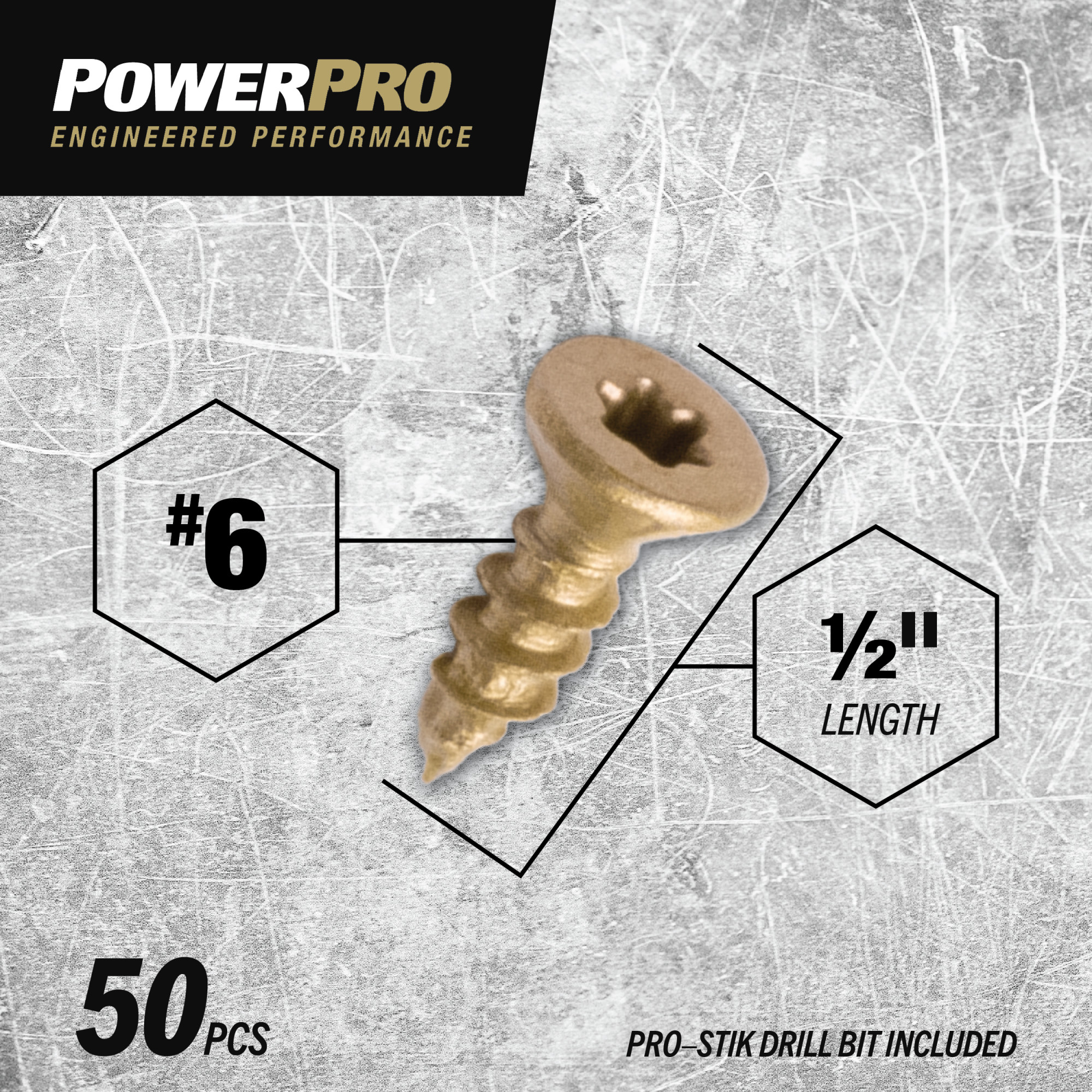 Power Pro ONE Flat Exterior Bronze Multi-Material Screws (#6 x 1/2 in.) - 50 pc