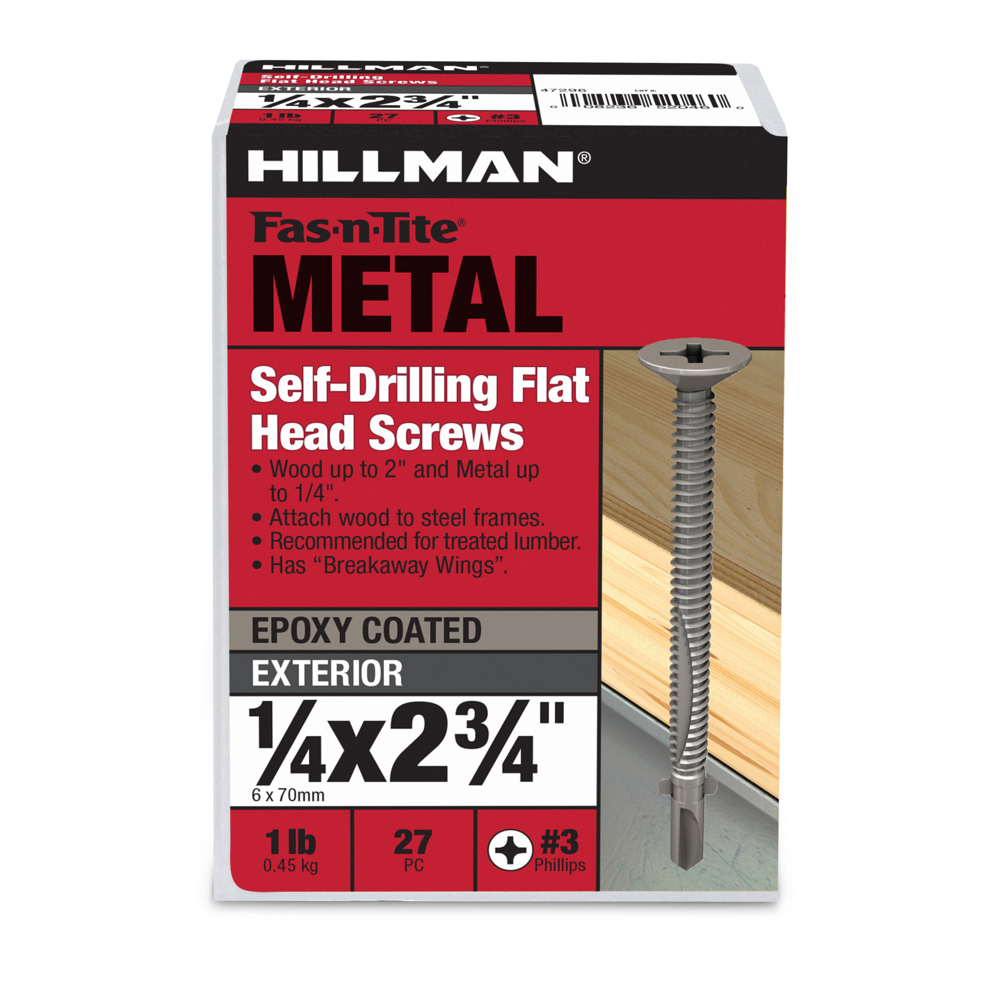Hillman Flat Head Phillips Self Drilling Screws with Wings (1/4 in.-20 x 2-3/4 in.)