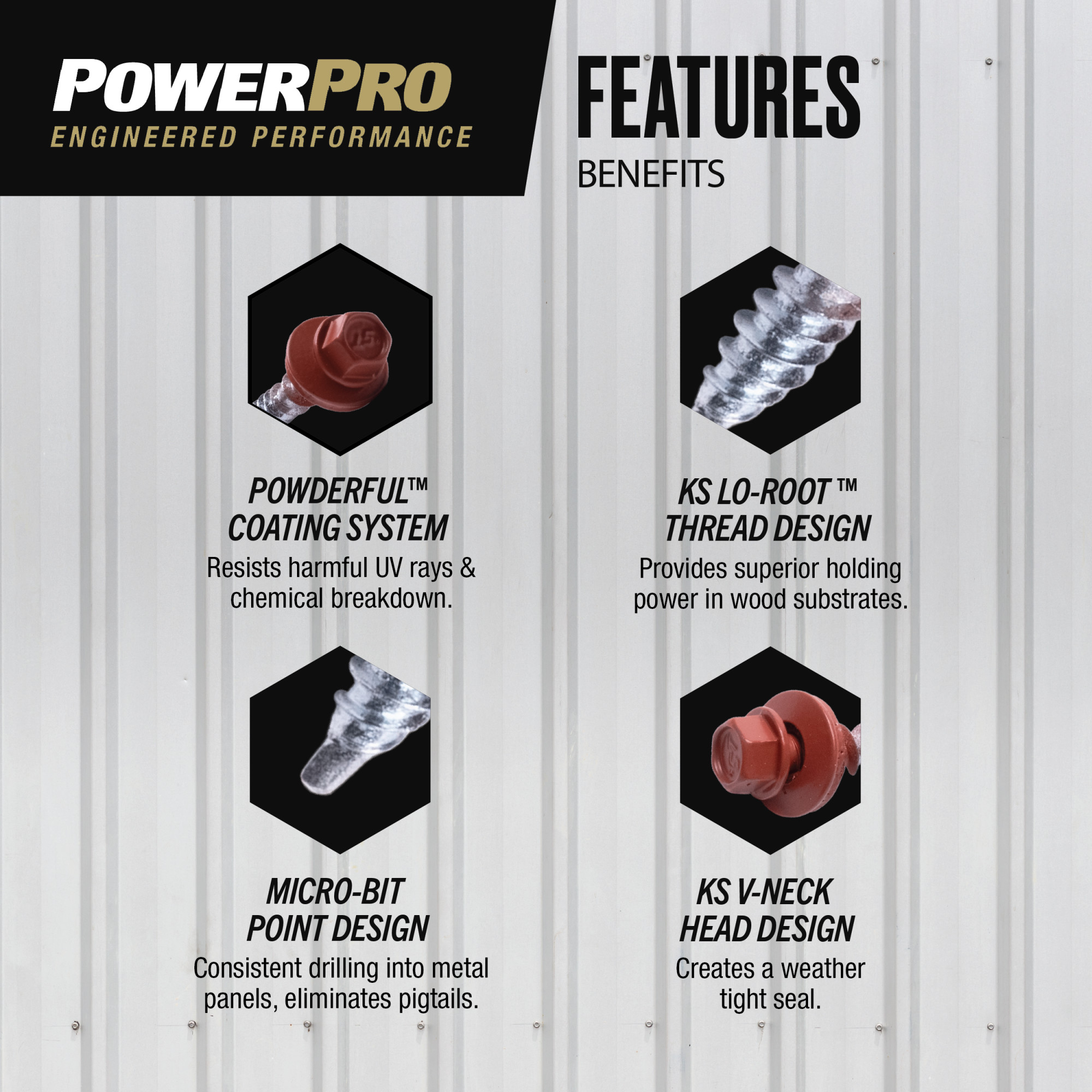 Power Pro Red Self Drilling Metal-to-Wood Roofing Screws (#10 x 1 in.) - 125 pc