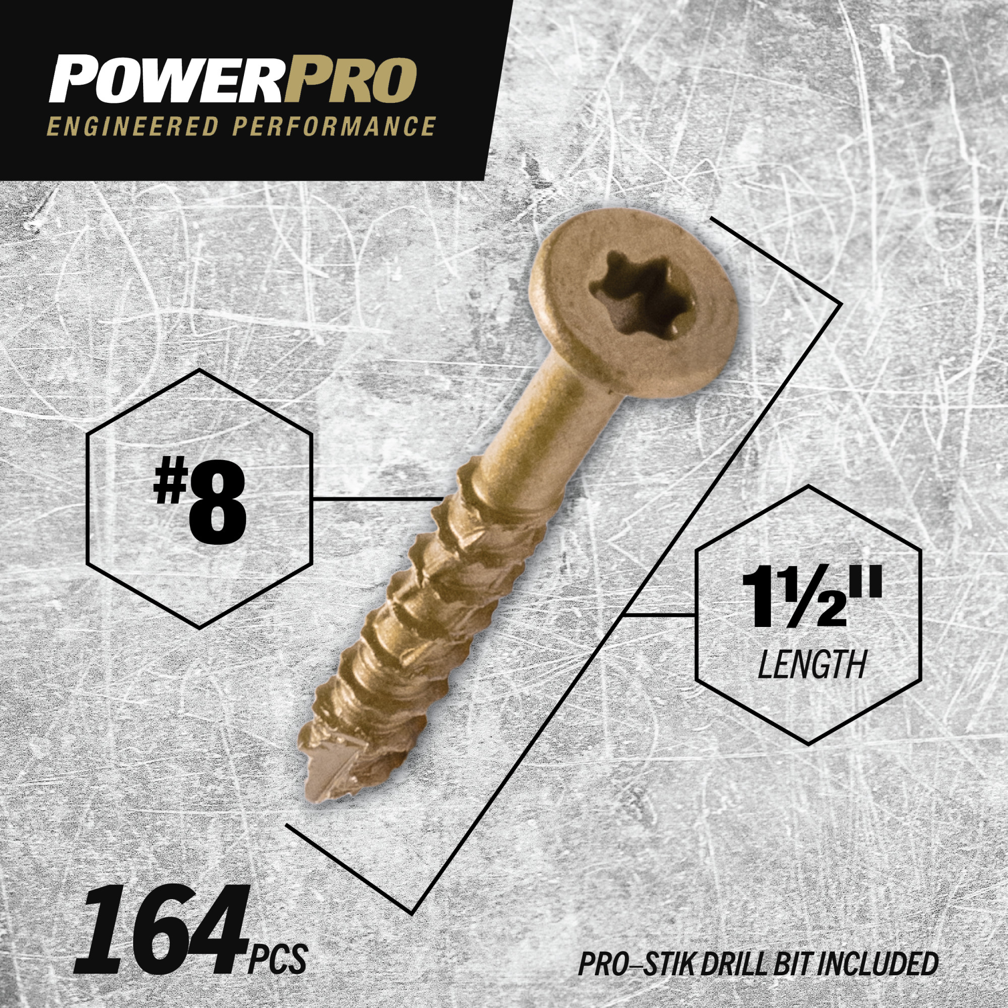 Power Pro ONE Flat Exterior Bronze Multi-Material Screws (#8 x 1-1/2 in.) - 164 pc
