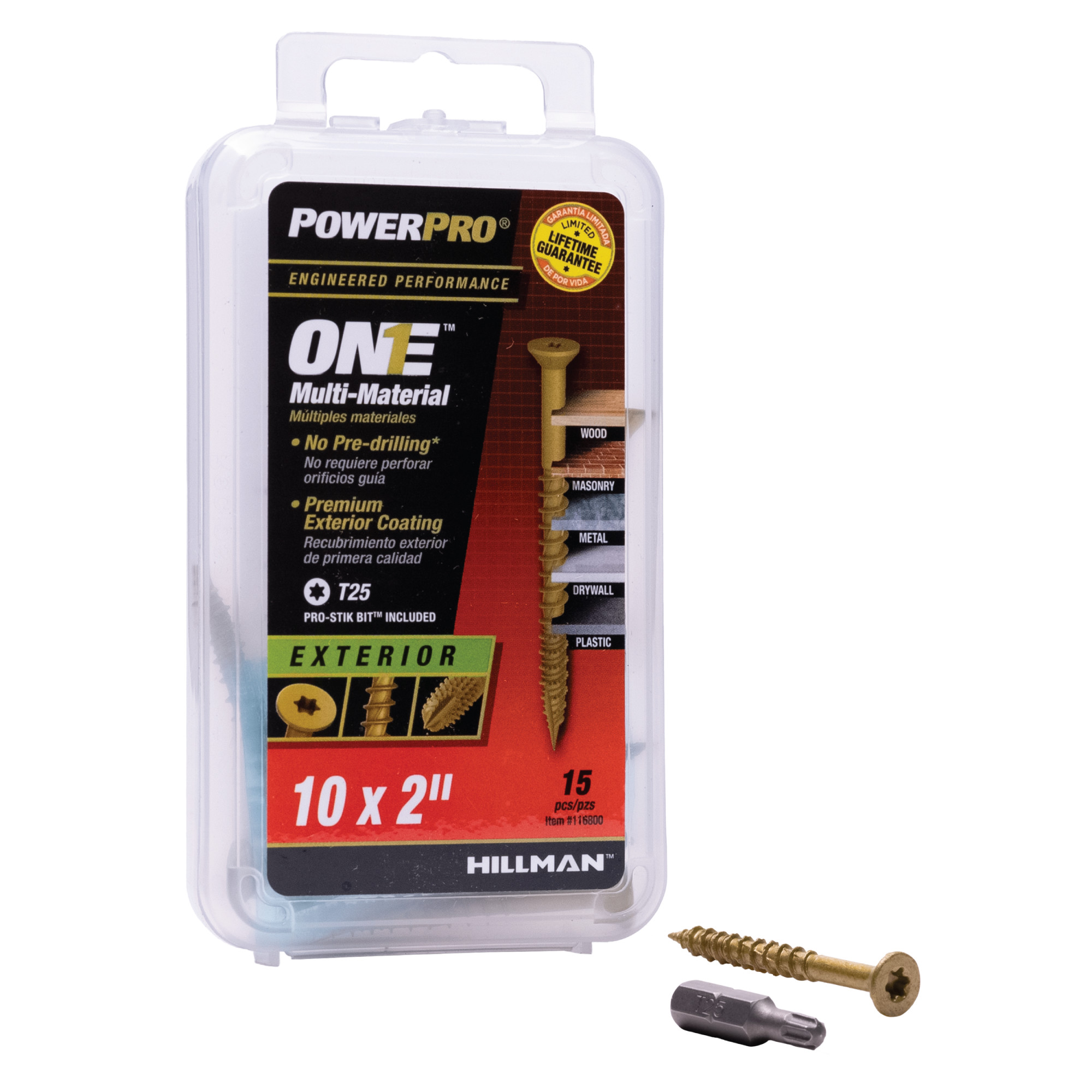 Power Pro ONE Flat Exterior Bronze Multi-Material Screws (#10 x 2 in.) - 15 pc