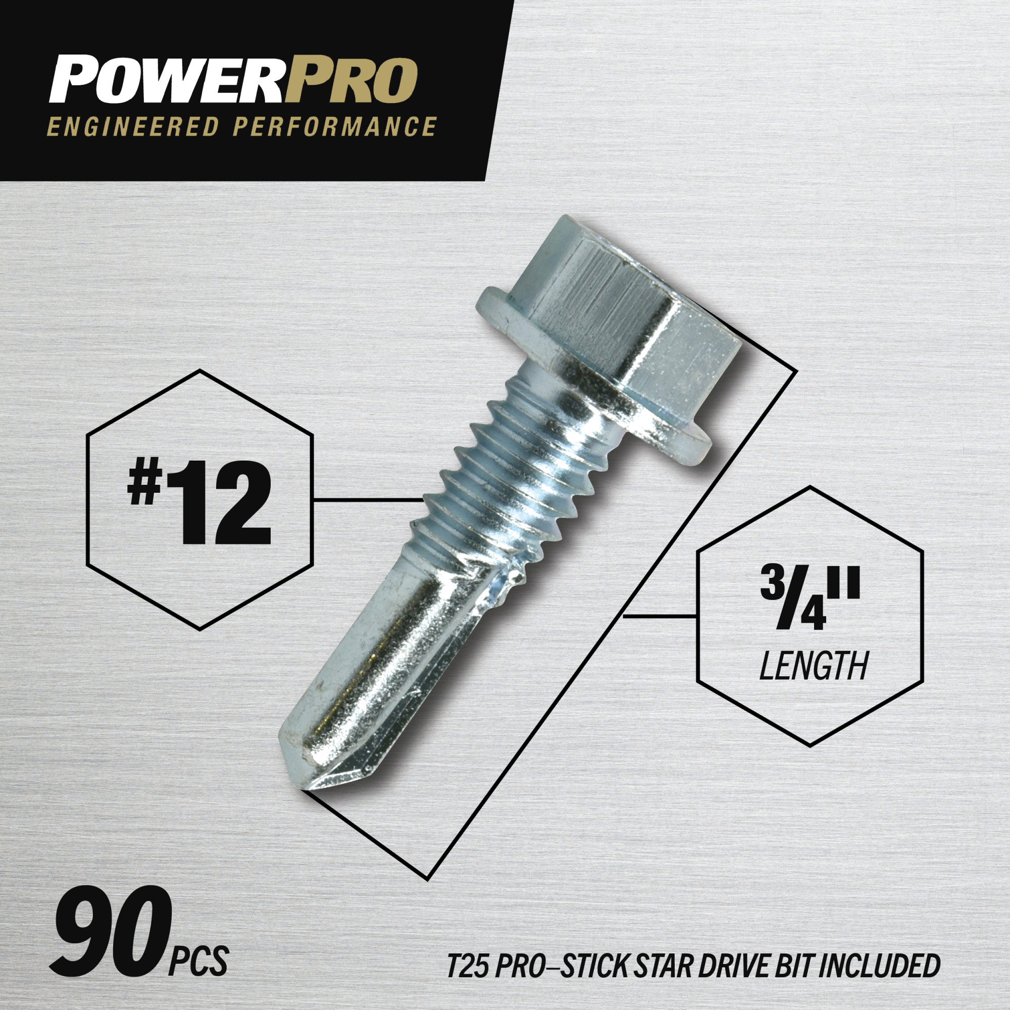 Power Pro Premium Hex Zinc Sheet Metal Self-Drilling Screws (#12-24 x 3/4 in.)-90pc