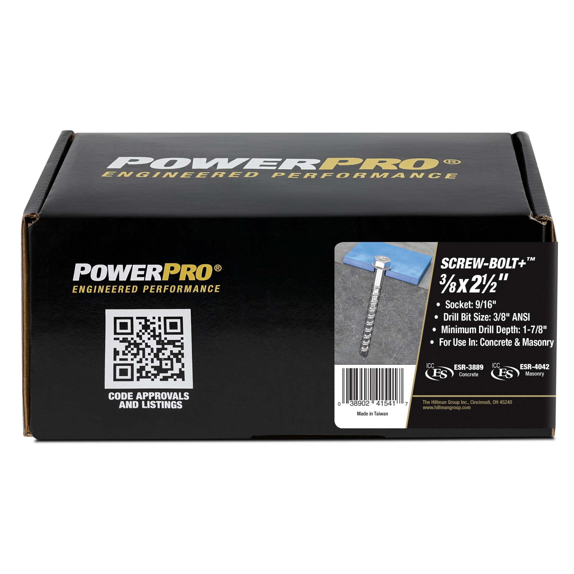 Power Pro Zinc Hex Washer Head Screw-Bolt+ Anchors (3/8 in. x 2-1/2 in.) - 50 pc