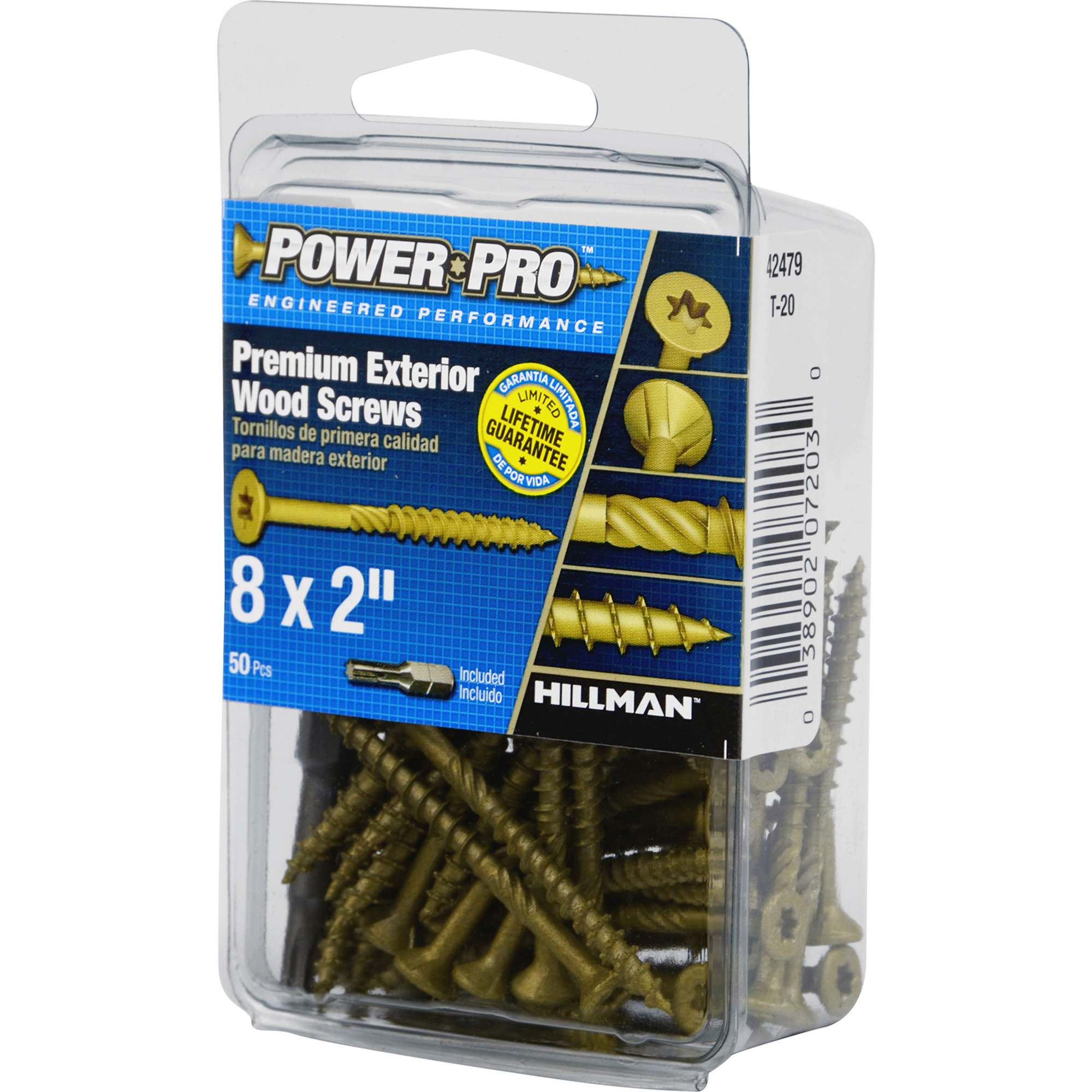 Power Pro Premium Bronze Exterior Wood Screws (#8 x 2 in.) - 50 pc