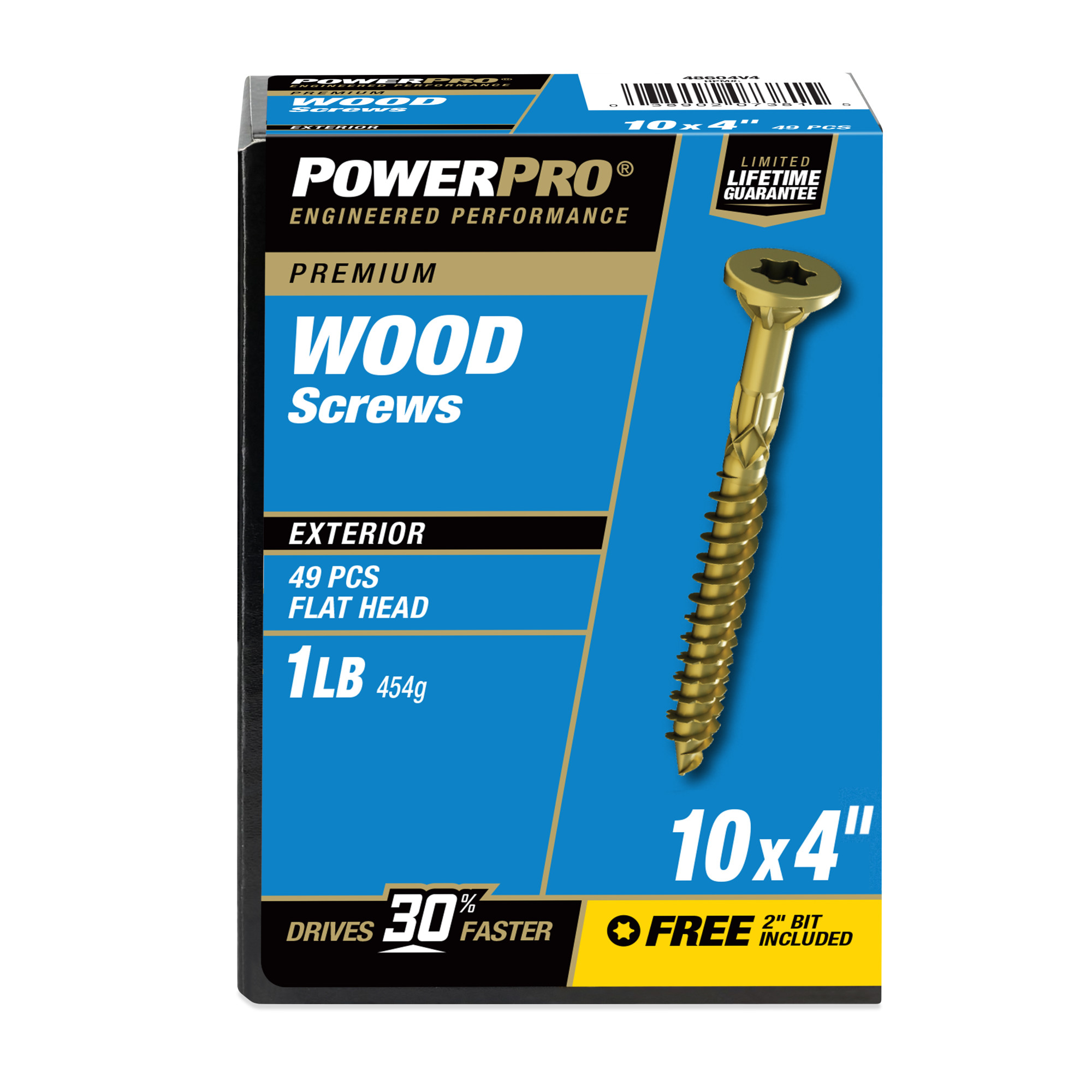 Power Pro Premium Exterior Wood Screws (#10 x 4 in.) - 49 pc