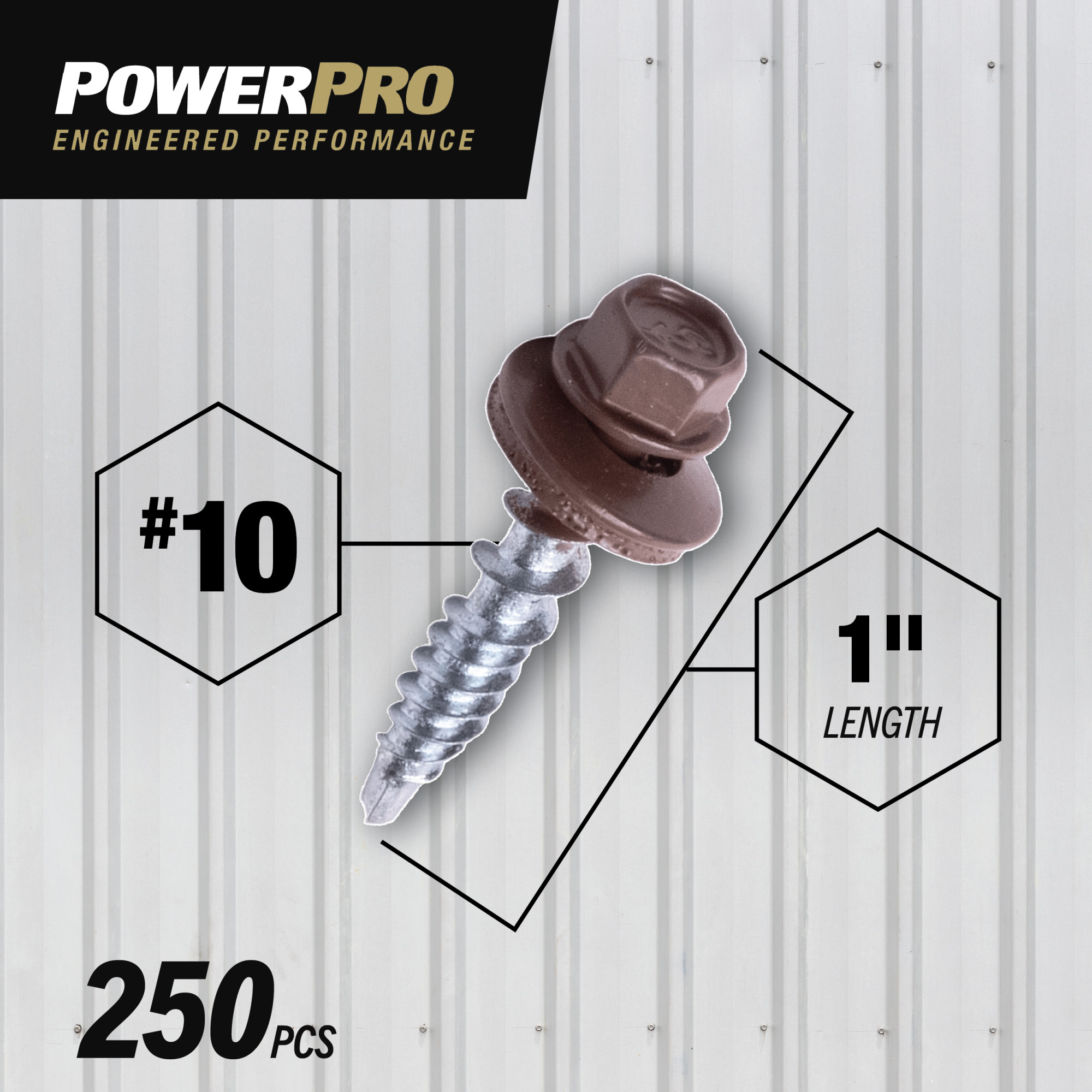 Power Pro Black Self Drilling Metal-to-Wood Roofing Screws (#10 x 1 in.) - 250 pc