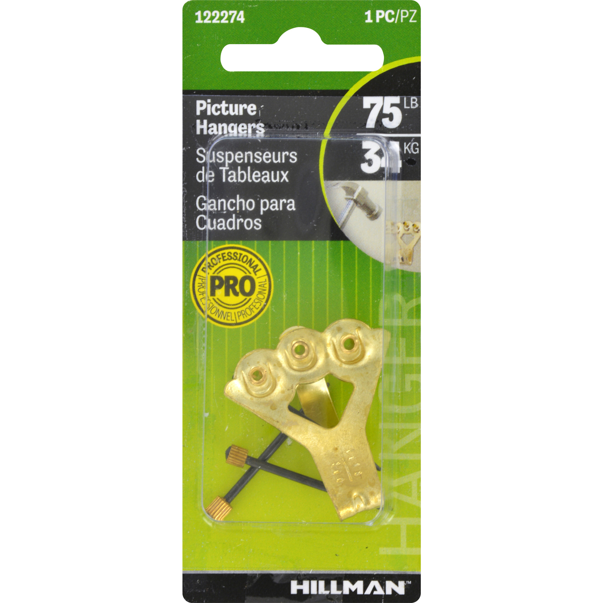 Hillman Professional Picture Hanger Brass 75lb