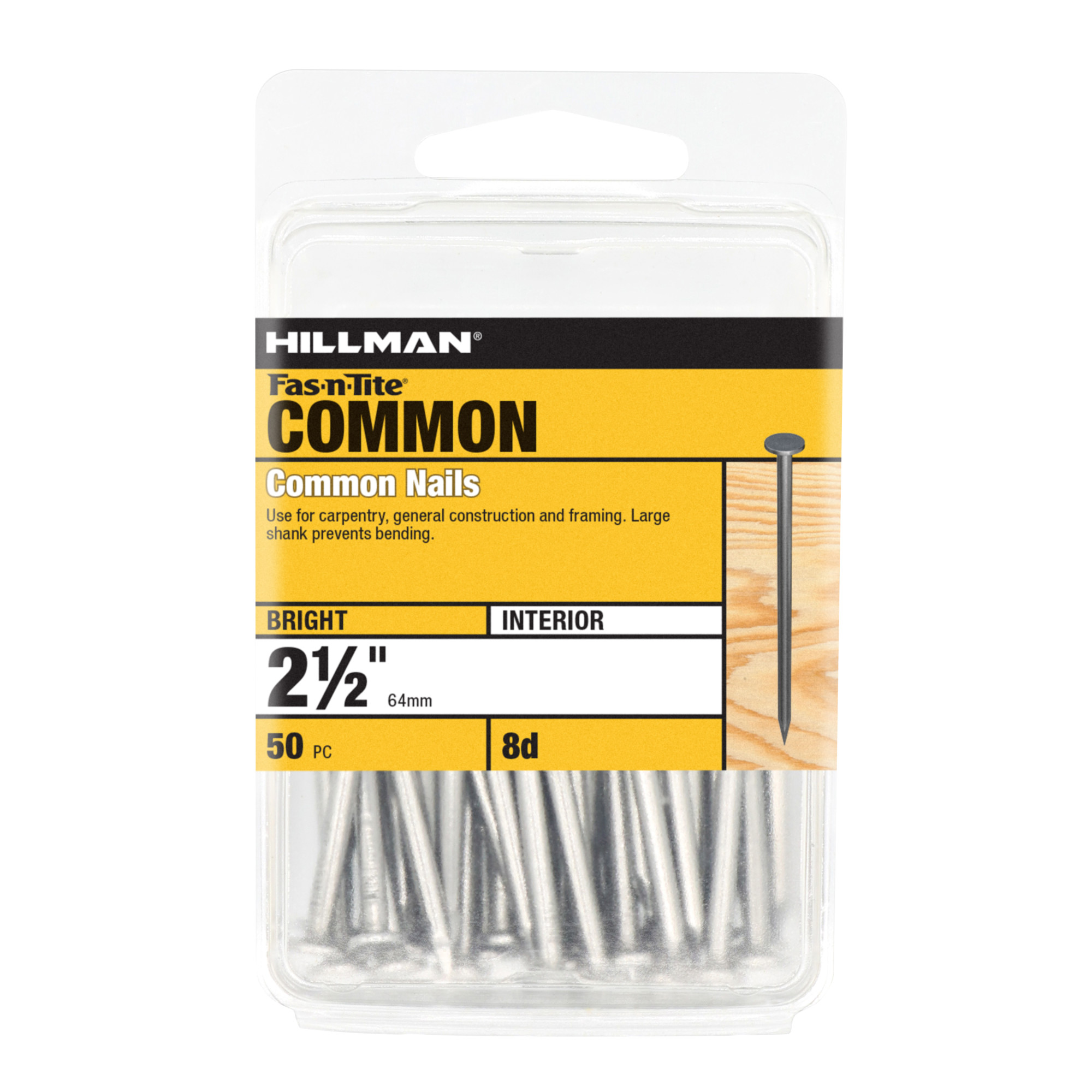 Hillman Bright Common Nails (2-1/2 in.) - 50 pc