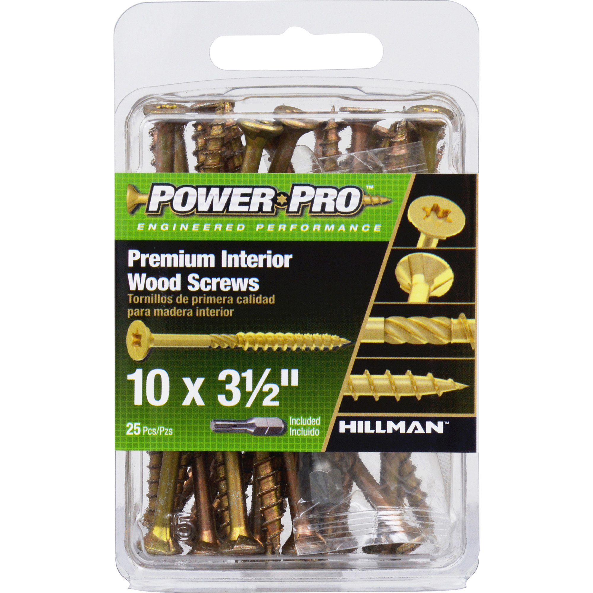 Power Pro Premium Interior Wood Screws (#10 x 3-1/2 in.) - 25 pc