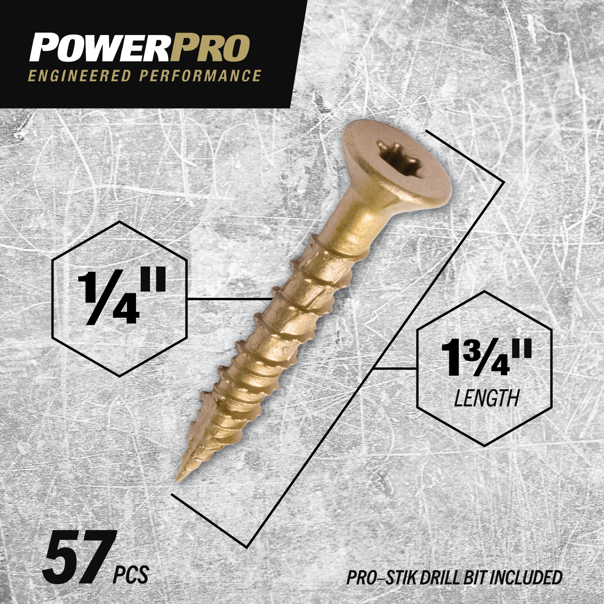 Power Pro ONE Flat Exterior Bronze Multi-Material Screws (1/4 in. x 1-3/4 in.) - 57 pc