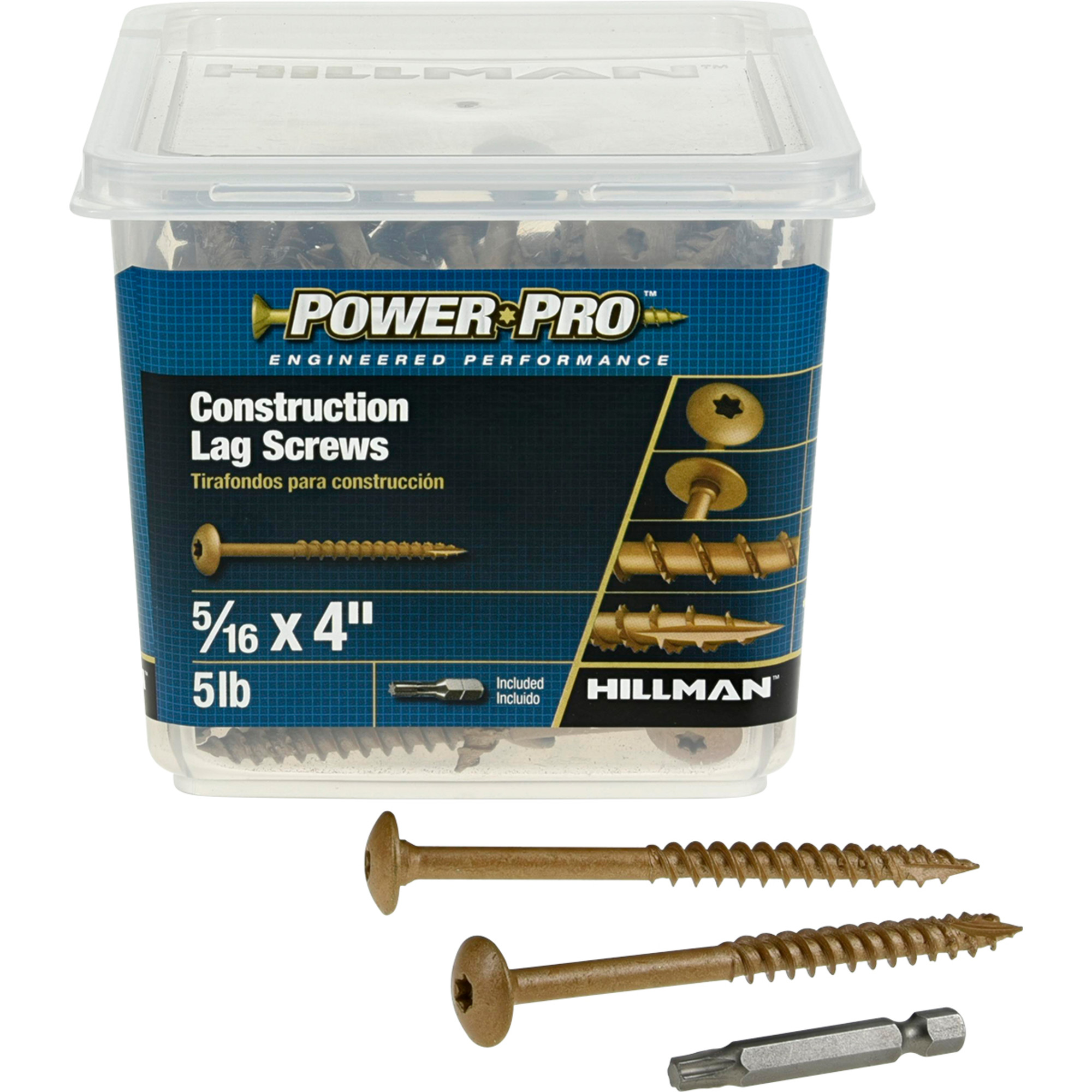 Power Pro Bronze Star Drive Construction Lag Screws (5/16 in.x 4 in.) - 100 pc