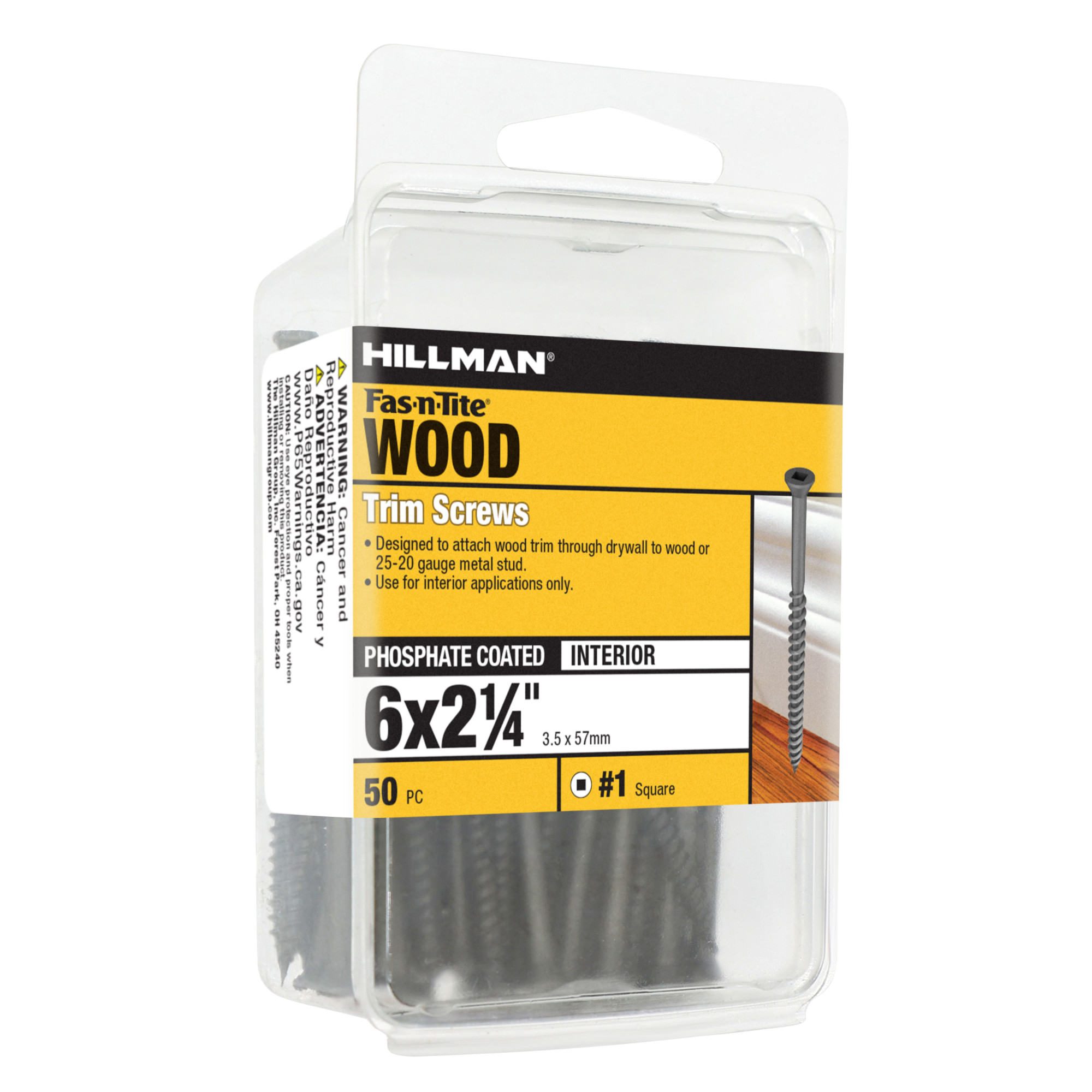 Hillman Square Drive Black Phosphate Trim Screws (#6 x 2-1/4 in.) - 50 pc