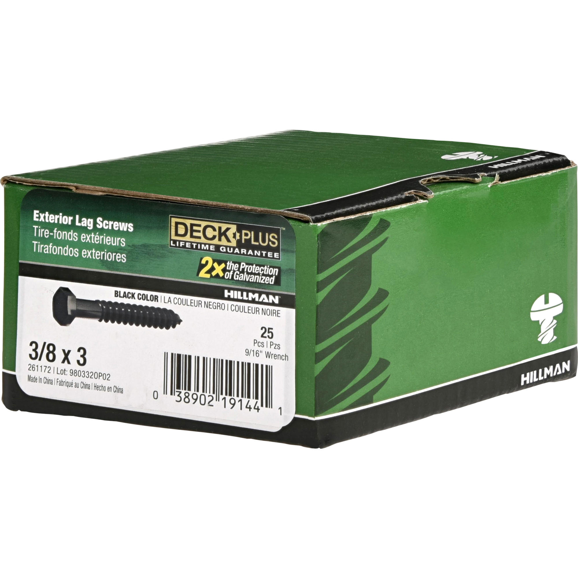 Deck Plus Black Coated Lag Screws 3/8 in. x 3 in.