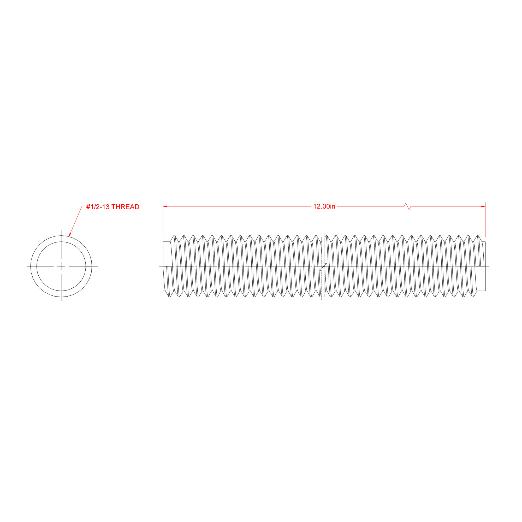 SteelWorks Coarse Threaded Rod Zinc-Plated (1/2 in.-13 x 1 ft.)