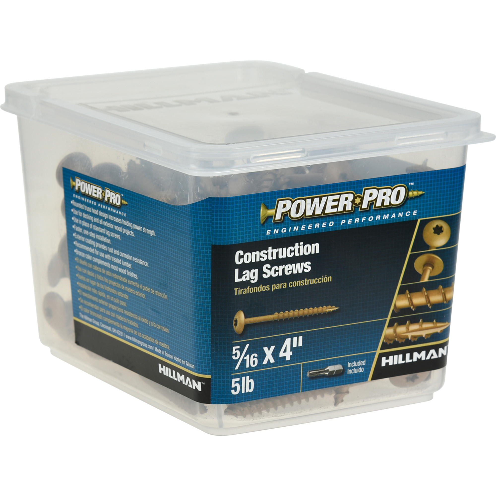 Power Pro Bronze Star Drive Construction Lag Screws (5/16 in.x 4 in.) - 100 pc