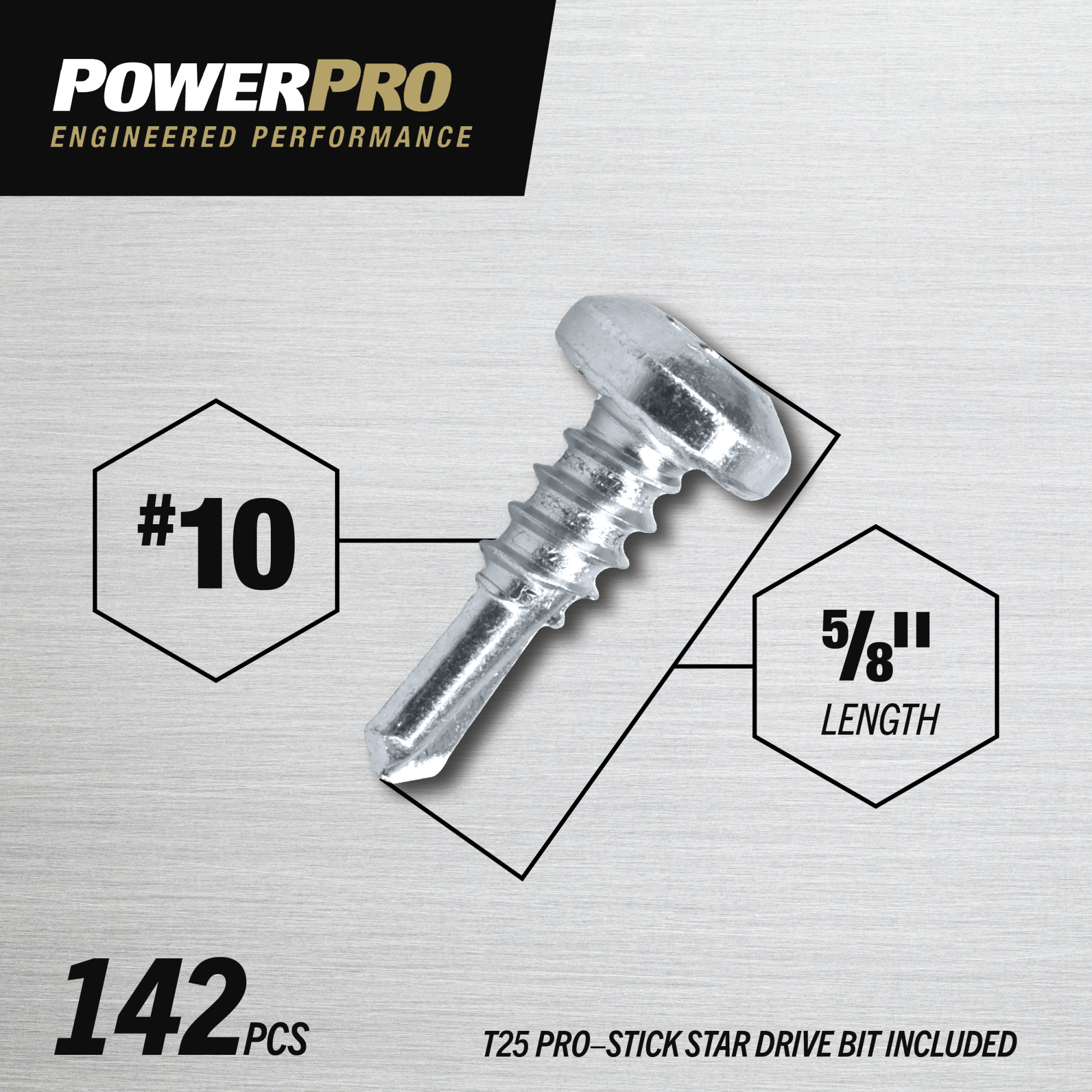 Power Pro Premium Zinc Sheet Metal Self-Drilling Screws (#10-32 x 5/8 in.) - 142 pc