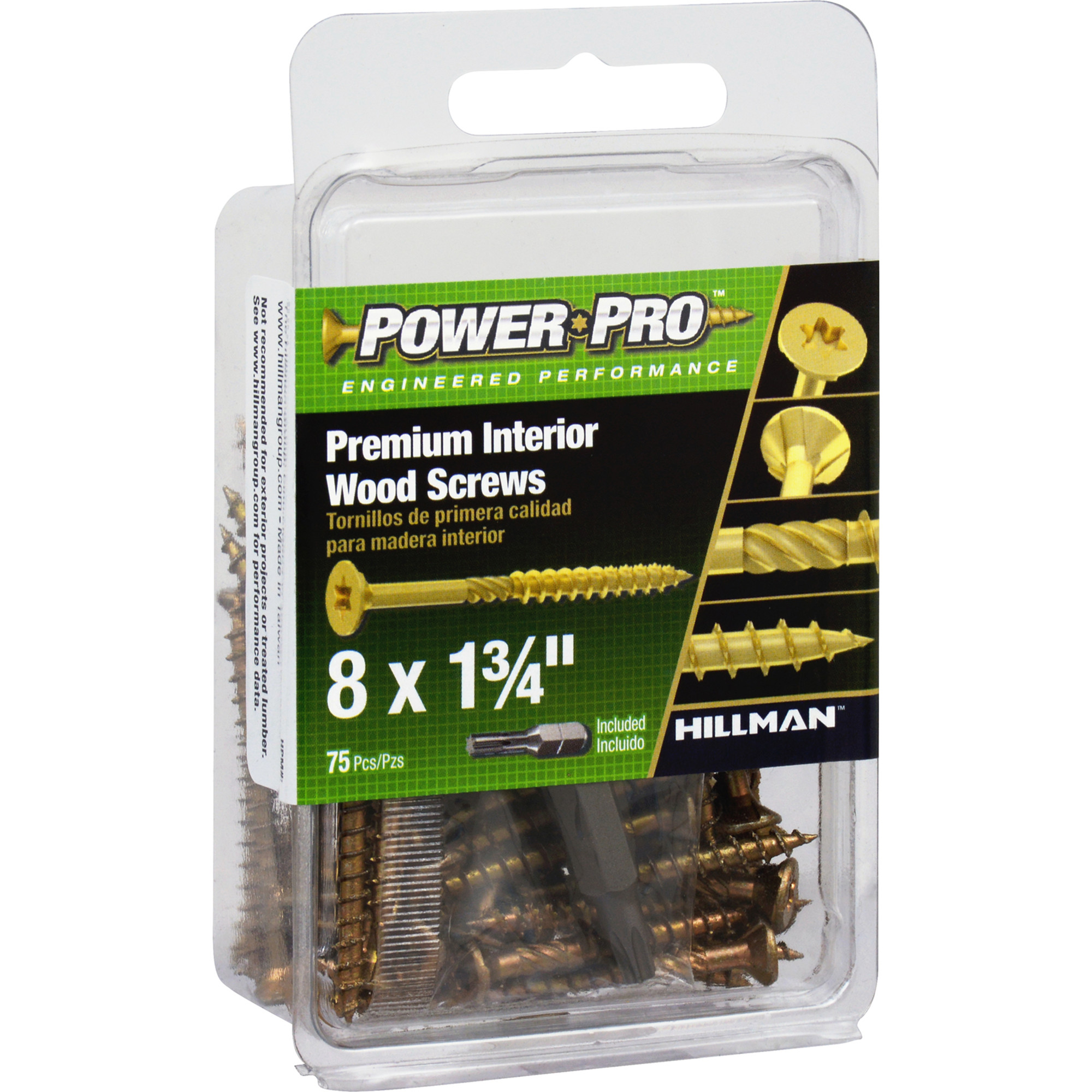 Power Pro Premium Interior Wood Screws (#8 x 1-3/4 in.) - 75 pc