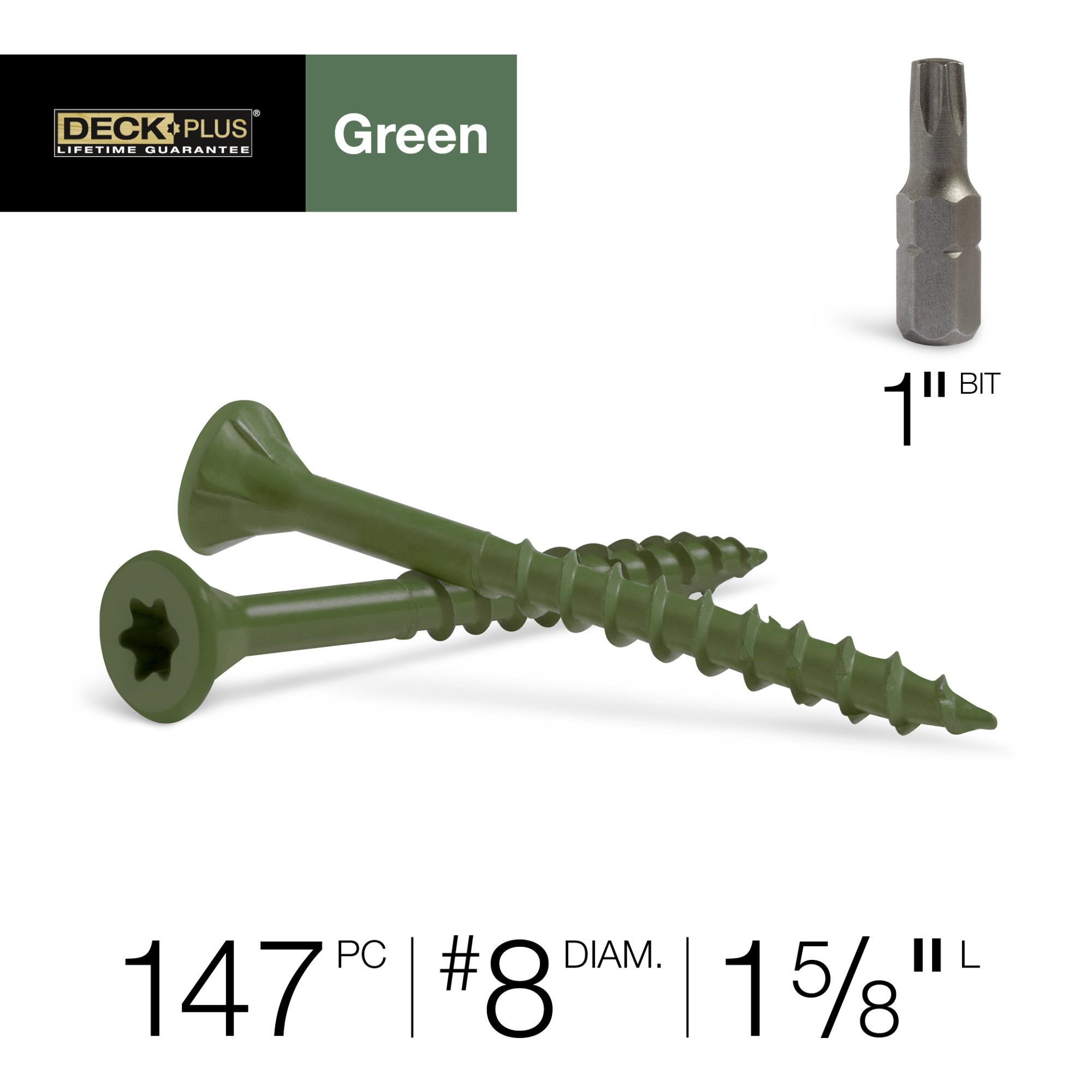 Deck Plus Green Deck Screws (#8 x 1-5/8 in.)