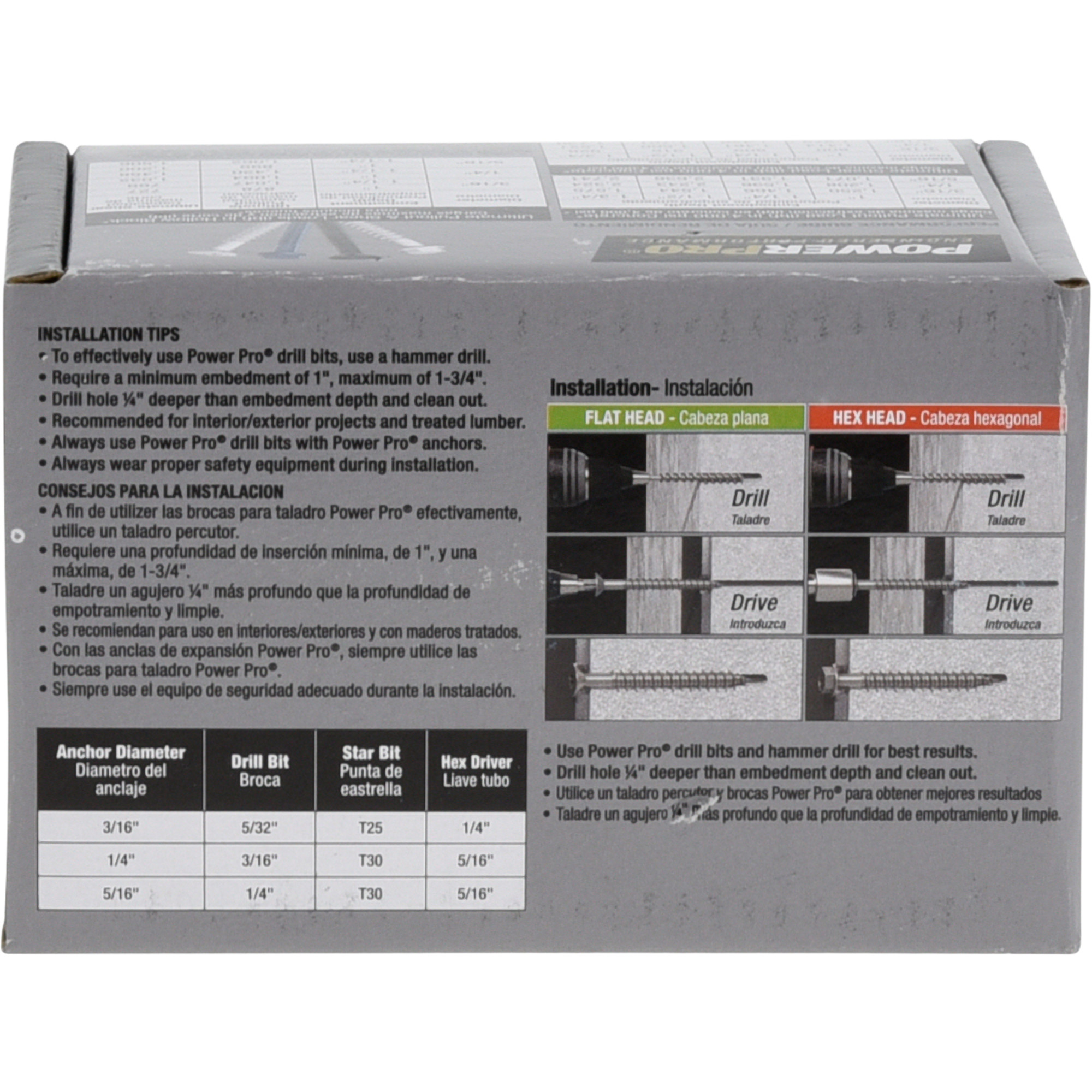 Power Pro Blue Flat-Head Concrete Screw Anchor (5/16 in. x 3-1/4 in.) - 50 pc