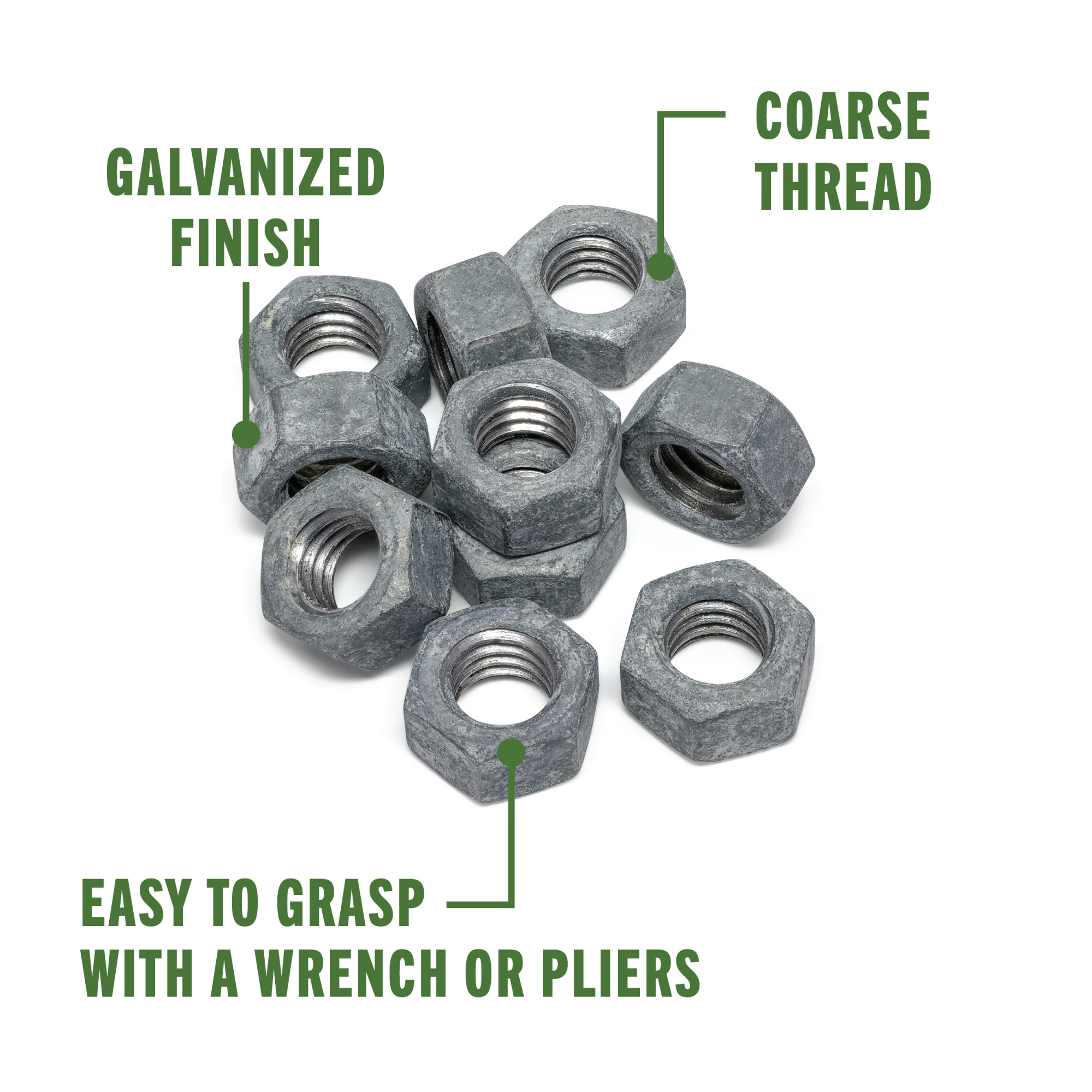 Hillman Coarse Galvanized Hex Nuts (5/8 in.-11) - 25 pc