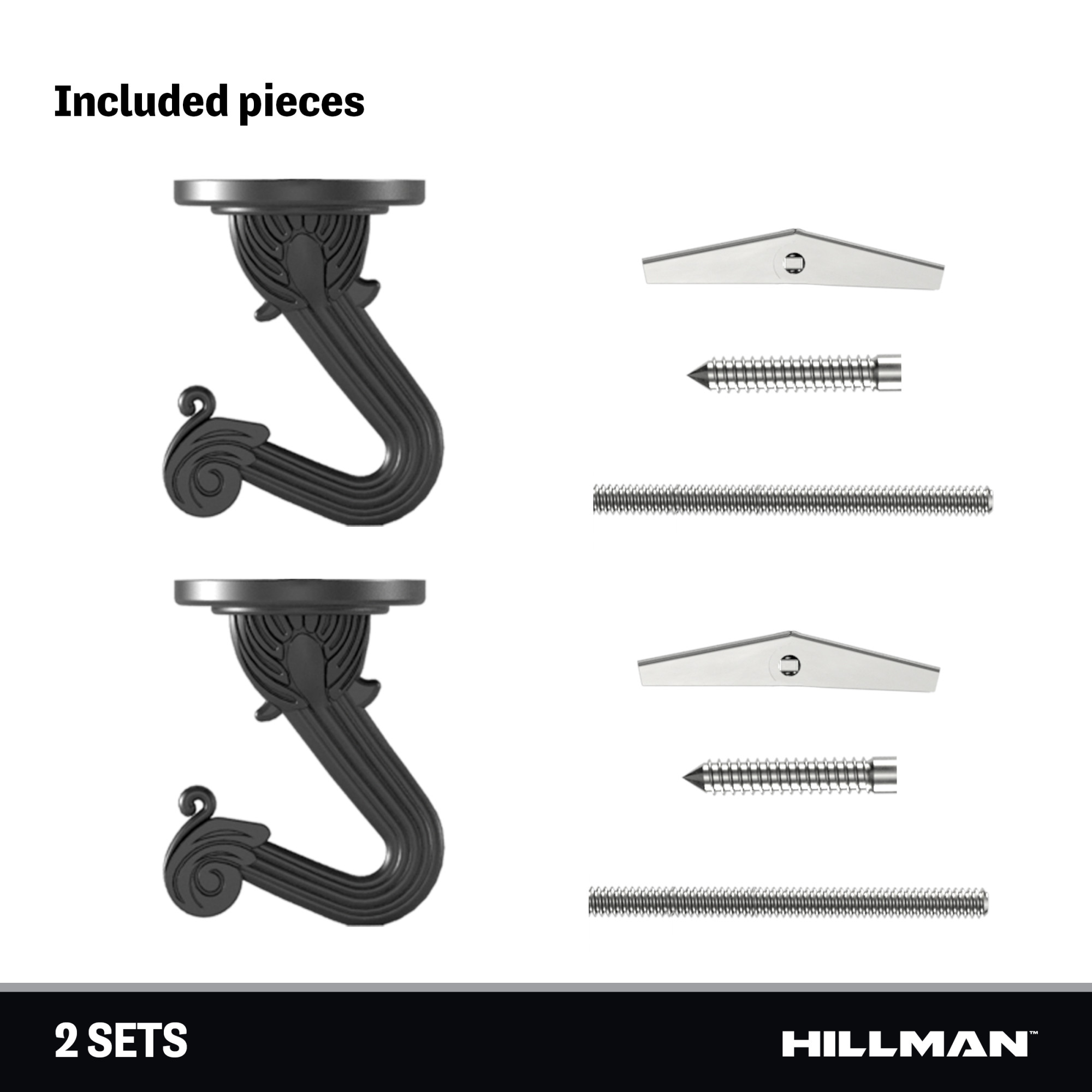 Hillman Swag Hooks Black 30lb 2 Pack