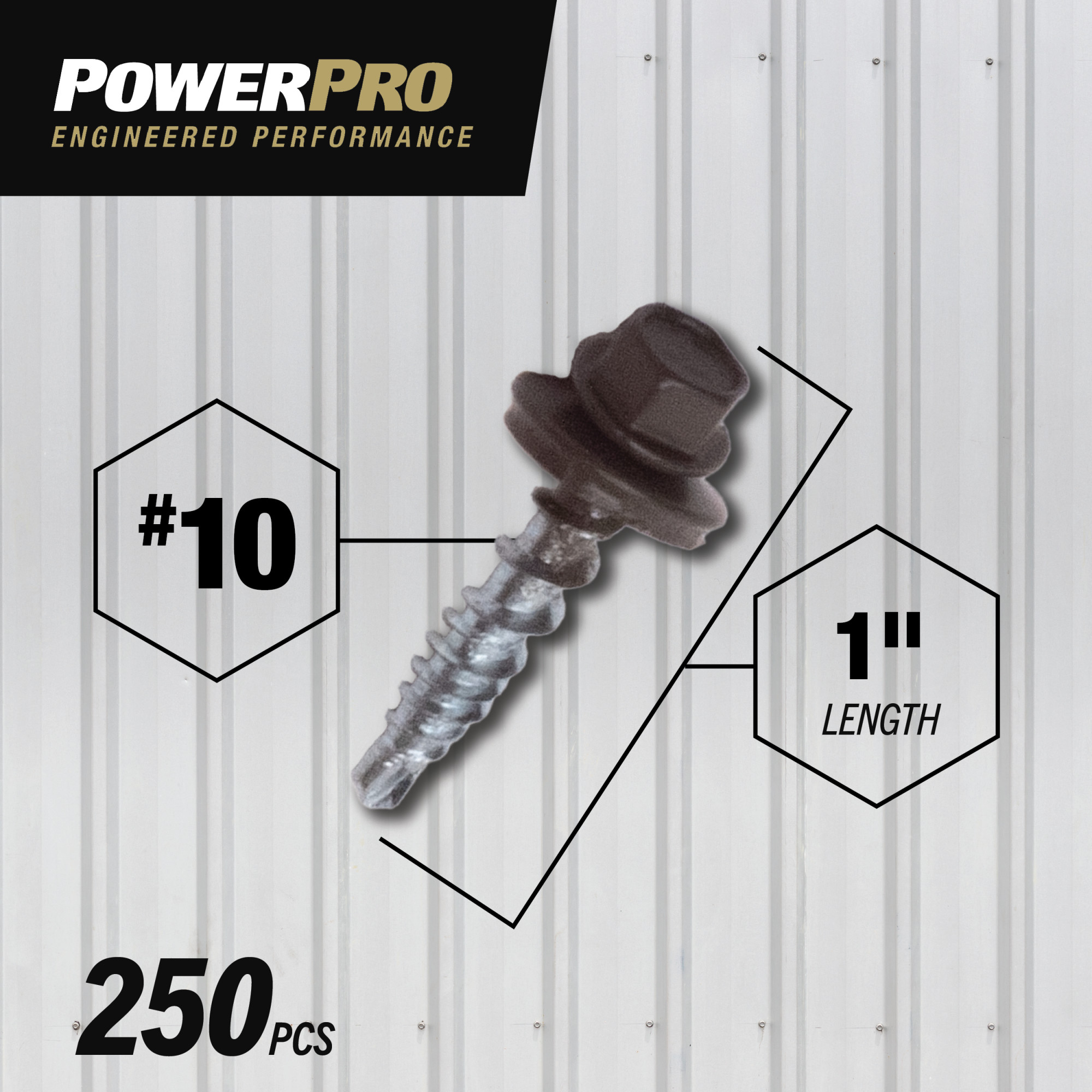 Power Pro Black Self Drilling Metal-to-Wood Roofing Screws (#10 x 1 in.) - 250 pc
