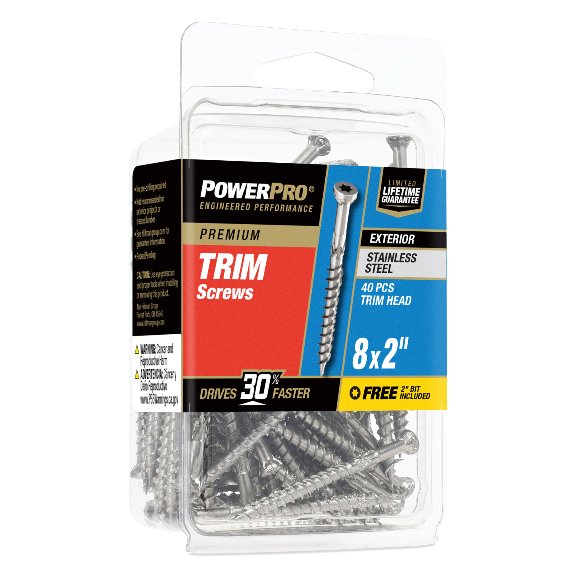 Power Pro� Premium 305 Stainless Steel Trim Screws (#8 x 2 in.) - 40pc