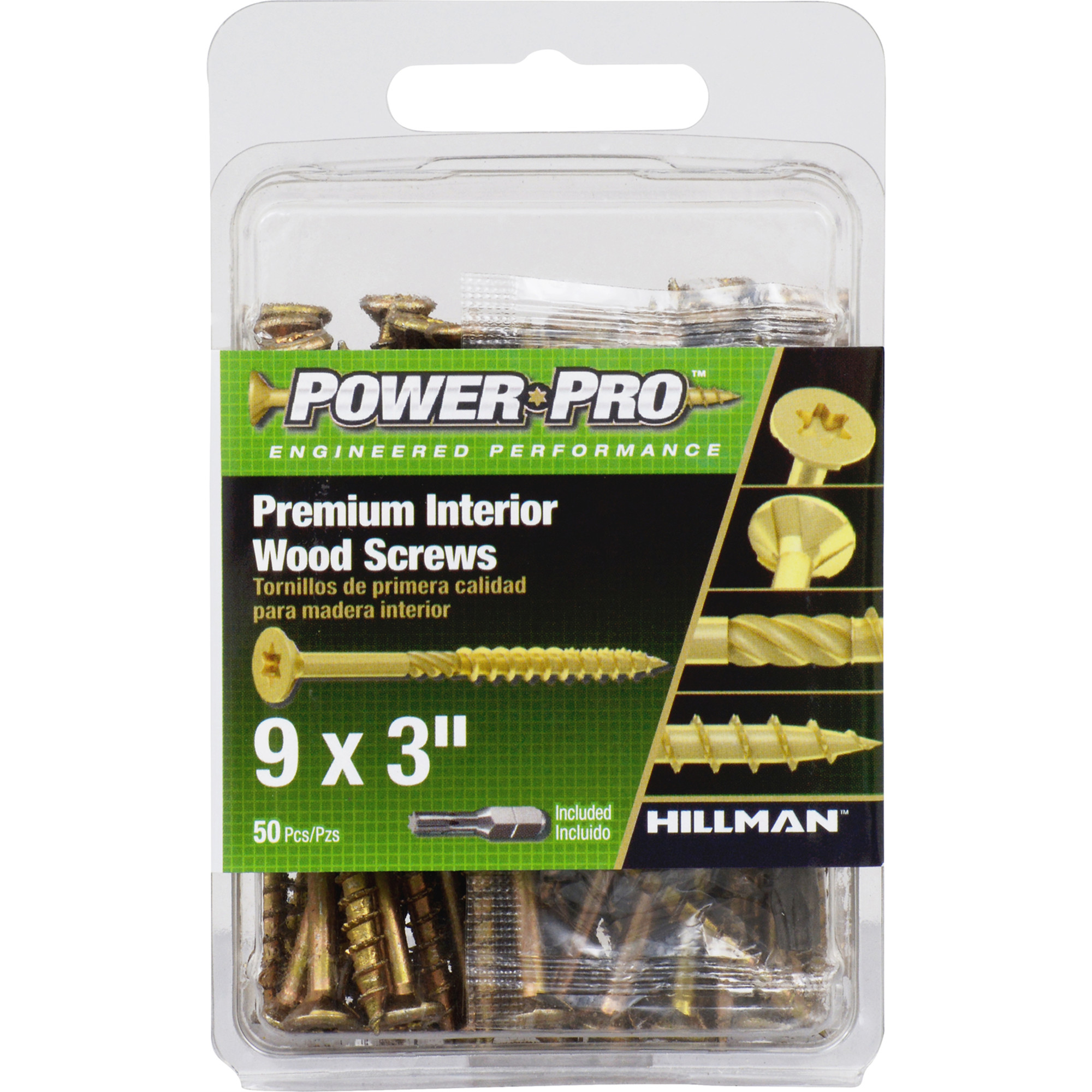 Power Pro Premium Interior Wood Screws (#9 x 3 in.) - 50 pc
