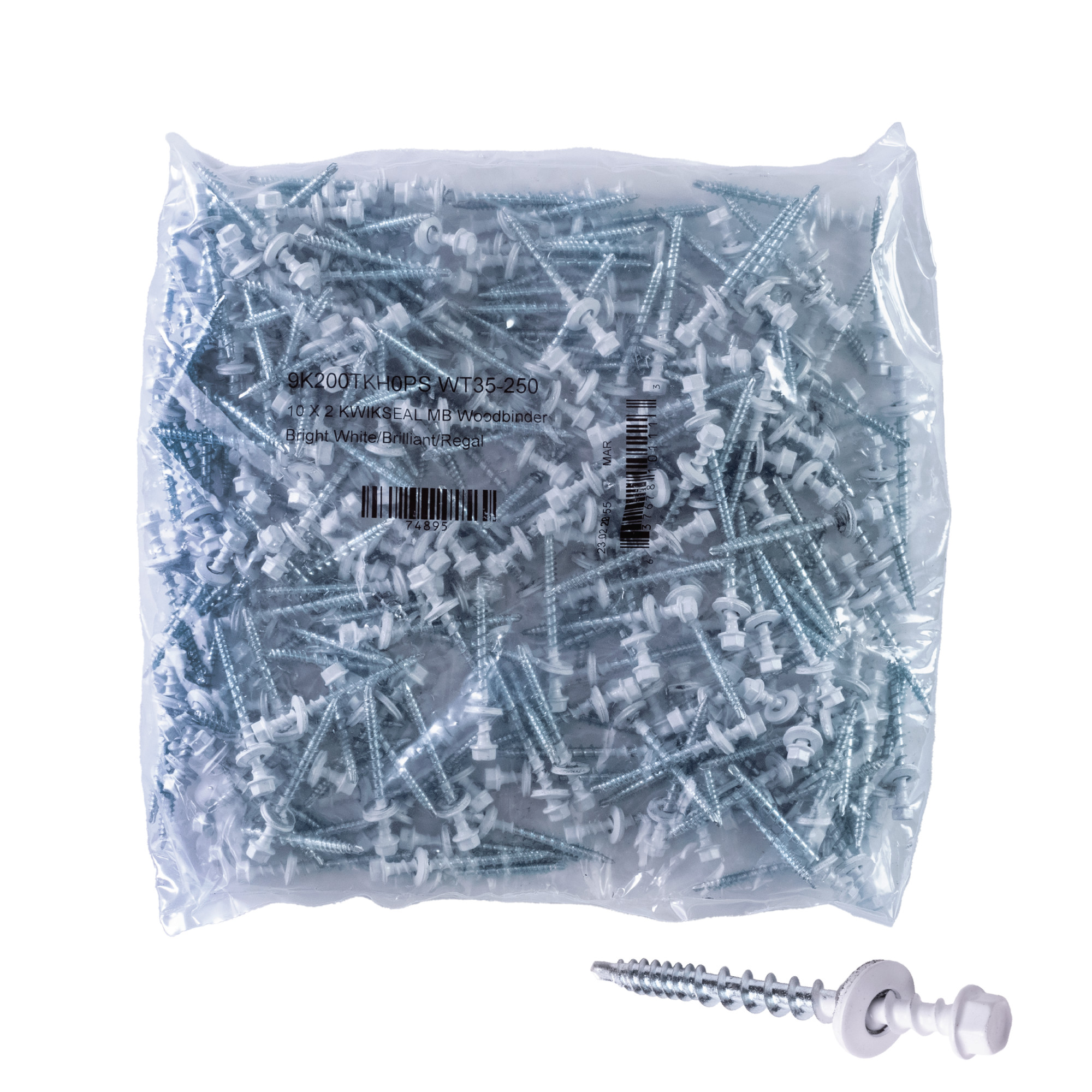 Power Pro White Self Drilling Metal-to-Wood Roofing Screws (#10 x 2 in.) - 250 pc