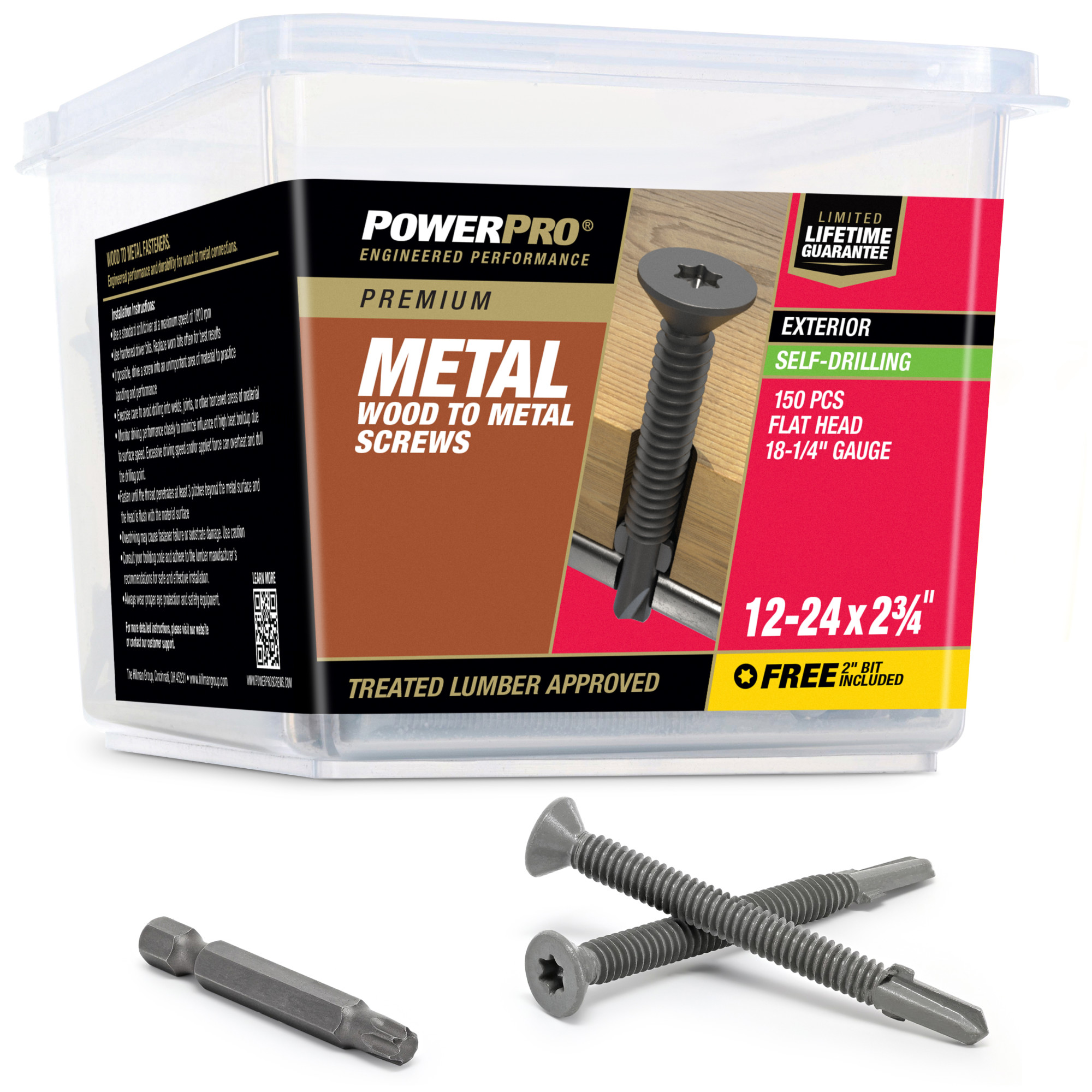 Power Pro Prower Pro Premium Flat Gray Epoxy Self-Drilling Screws (#12-24 � 3-�") 150pc