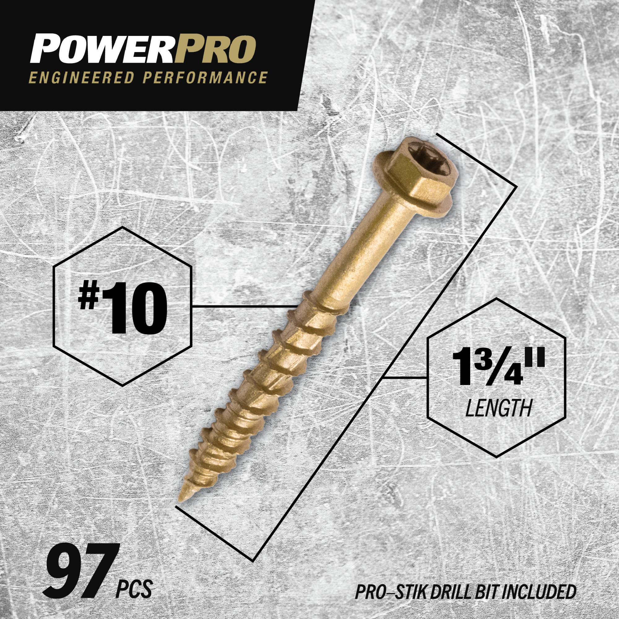 Power Pro ONE Hex Exterior Bronze Multi-Material Screws (#10 x 1-3/4 in.) - 97 pc