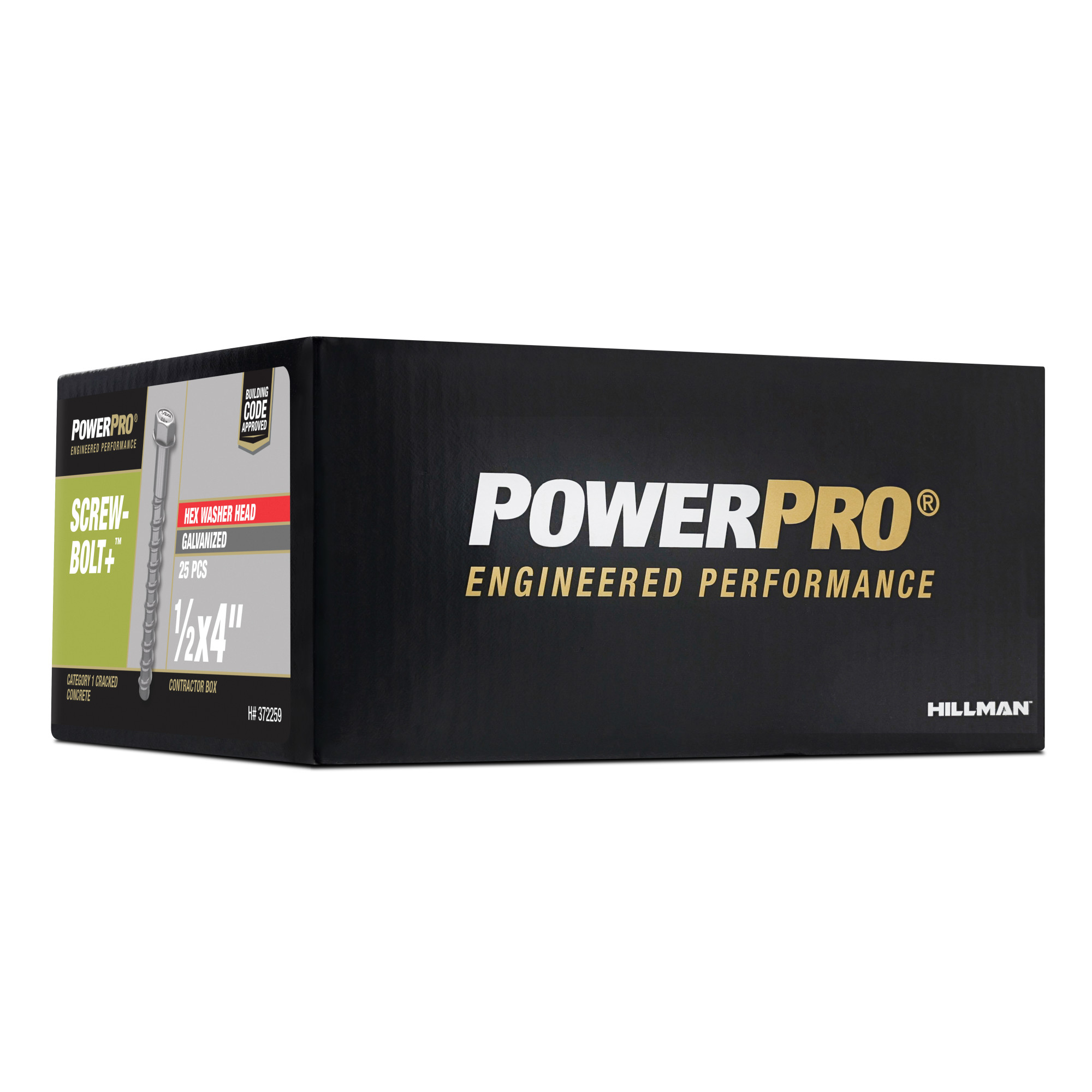 Power Pro Galvanized Hex Washer Head Screw-Bolt+ Anchors (1/2 in. x 4 in.) - 25 pc