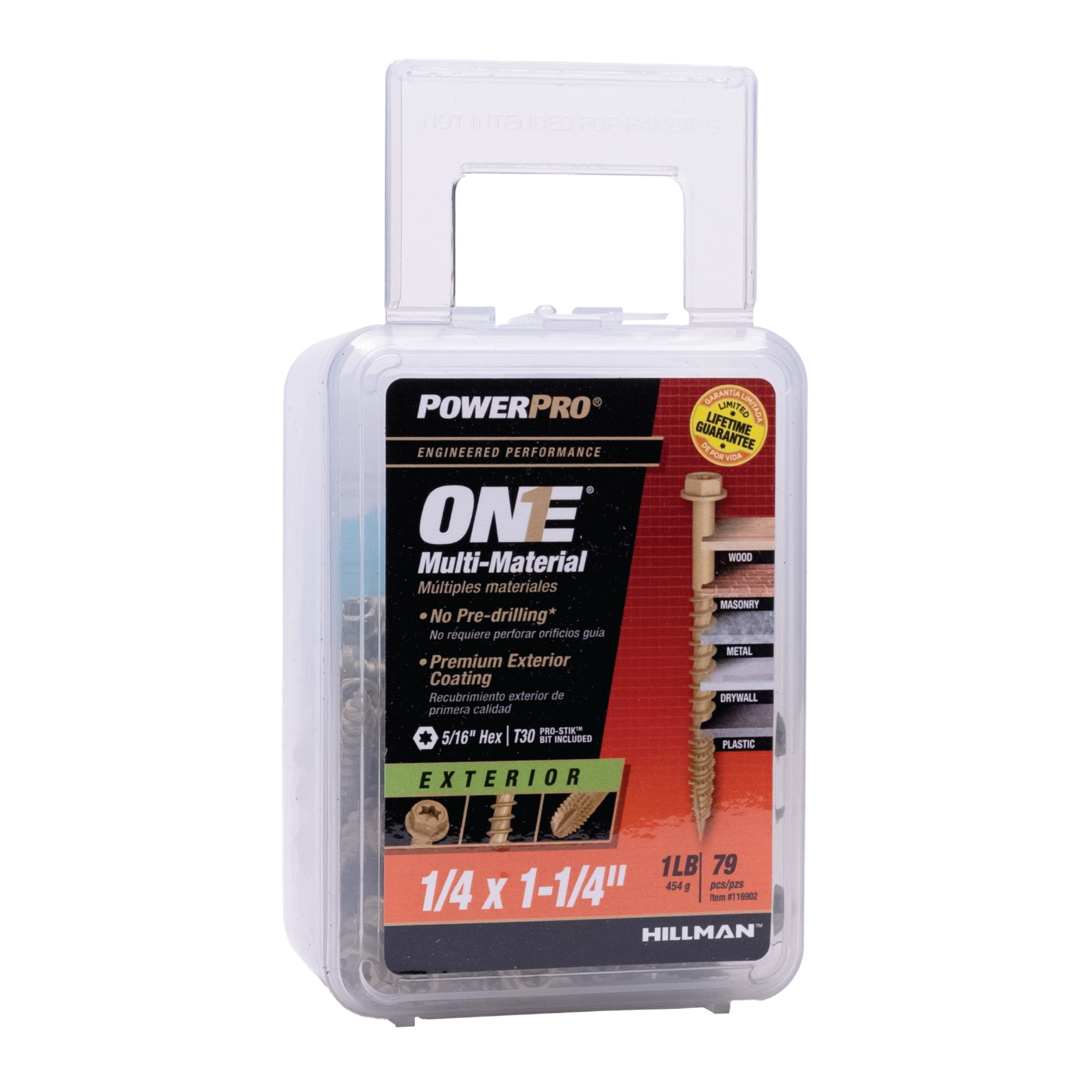 Power Pro ONE Hex Exterior Bronze Multi-Material Screws (1/4 in. x 1-1/4 in.) - 79 pc