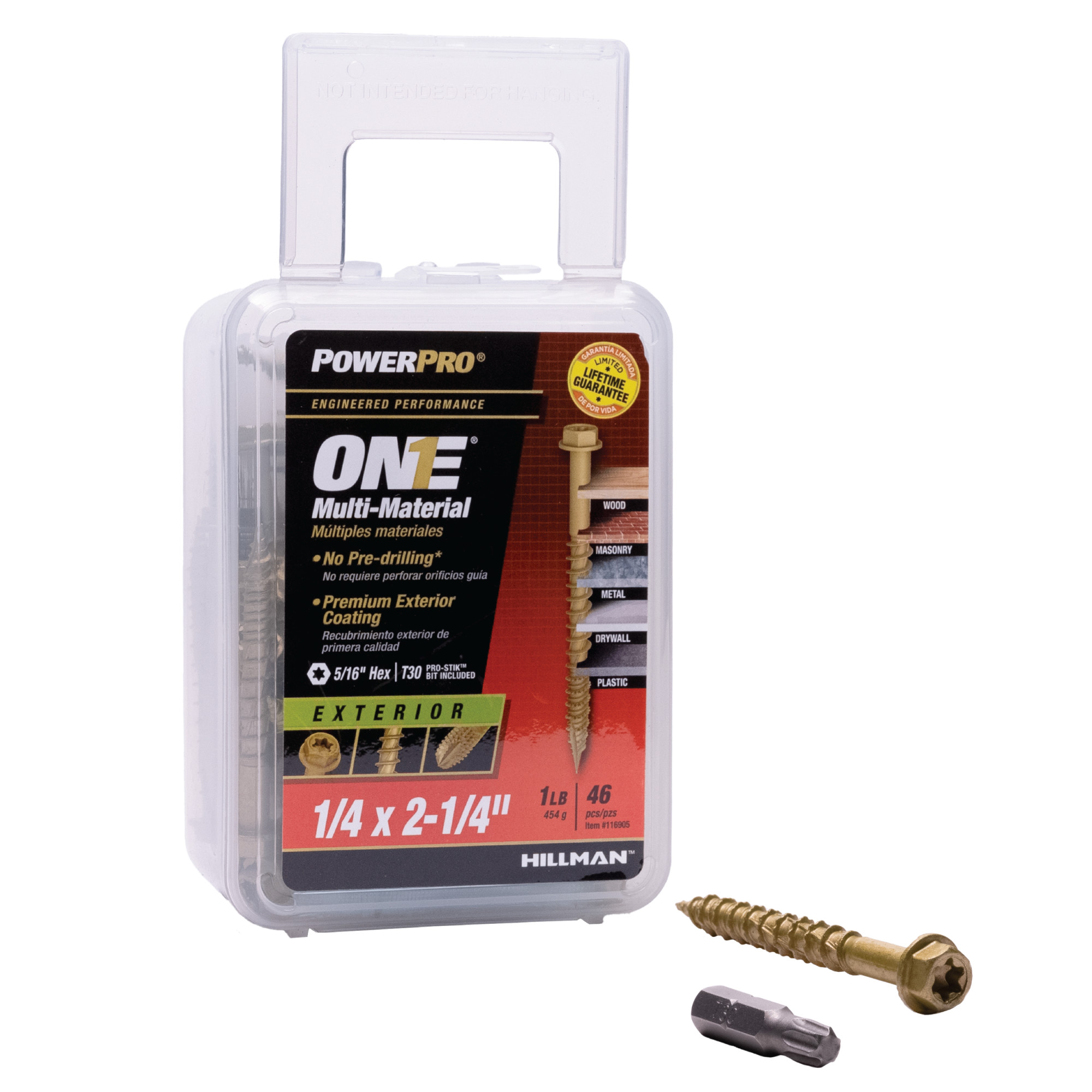 Power Pro ONE Hex Exterior Bronze Multi-Material Screws (1/4 in. x 2-1/4 in.) - 46 pc