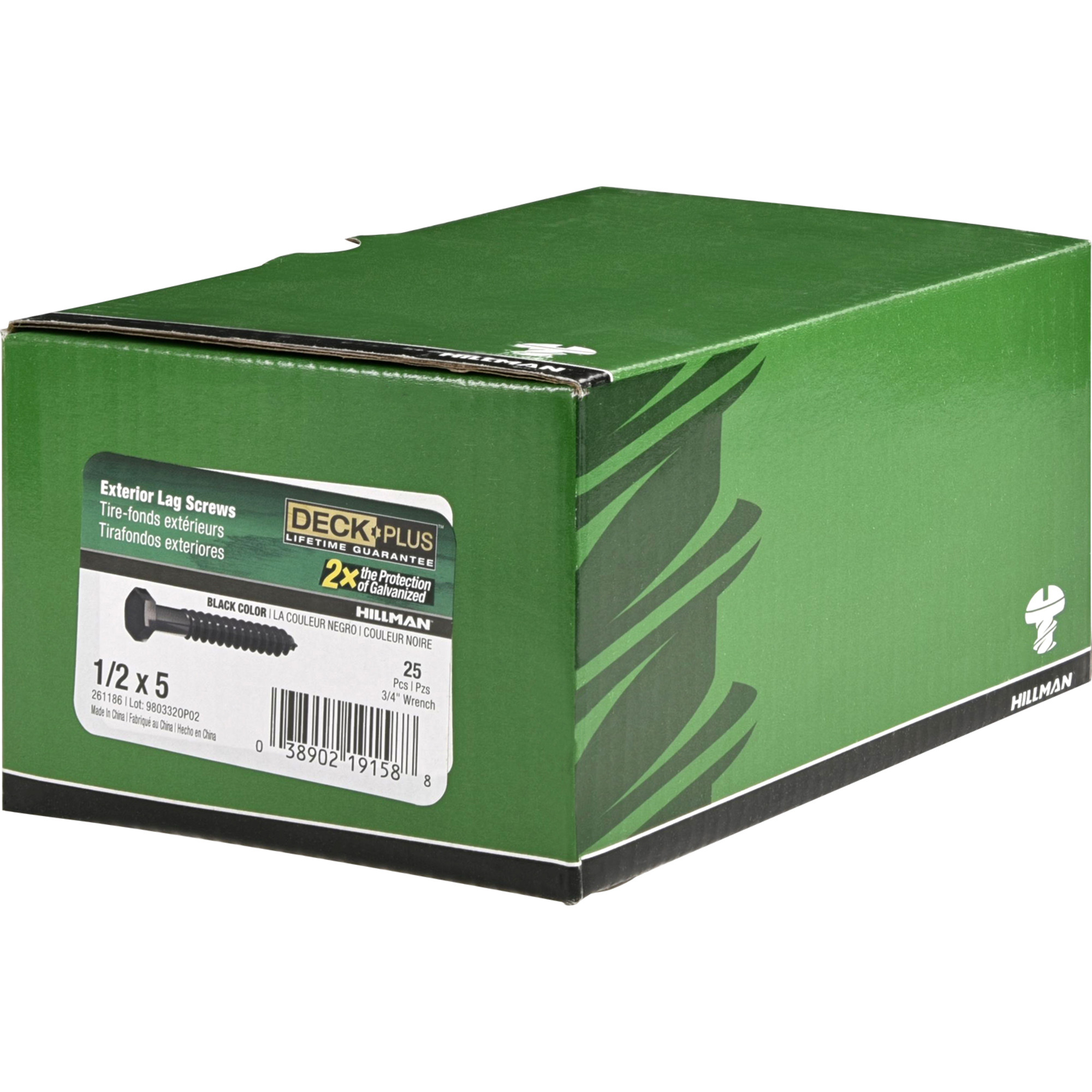 Deck Plus Black Coated Lag Screws 1/2 in. x 5 in.