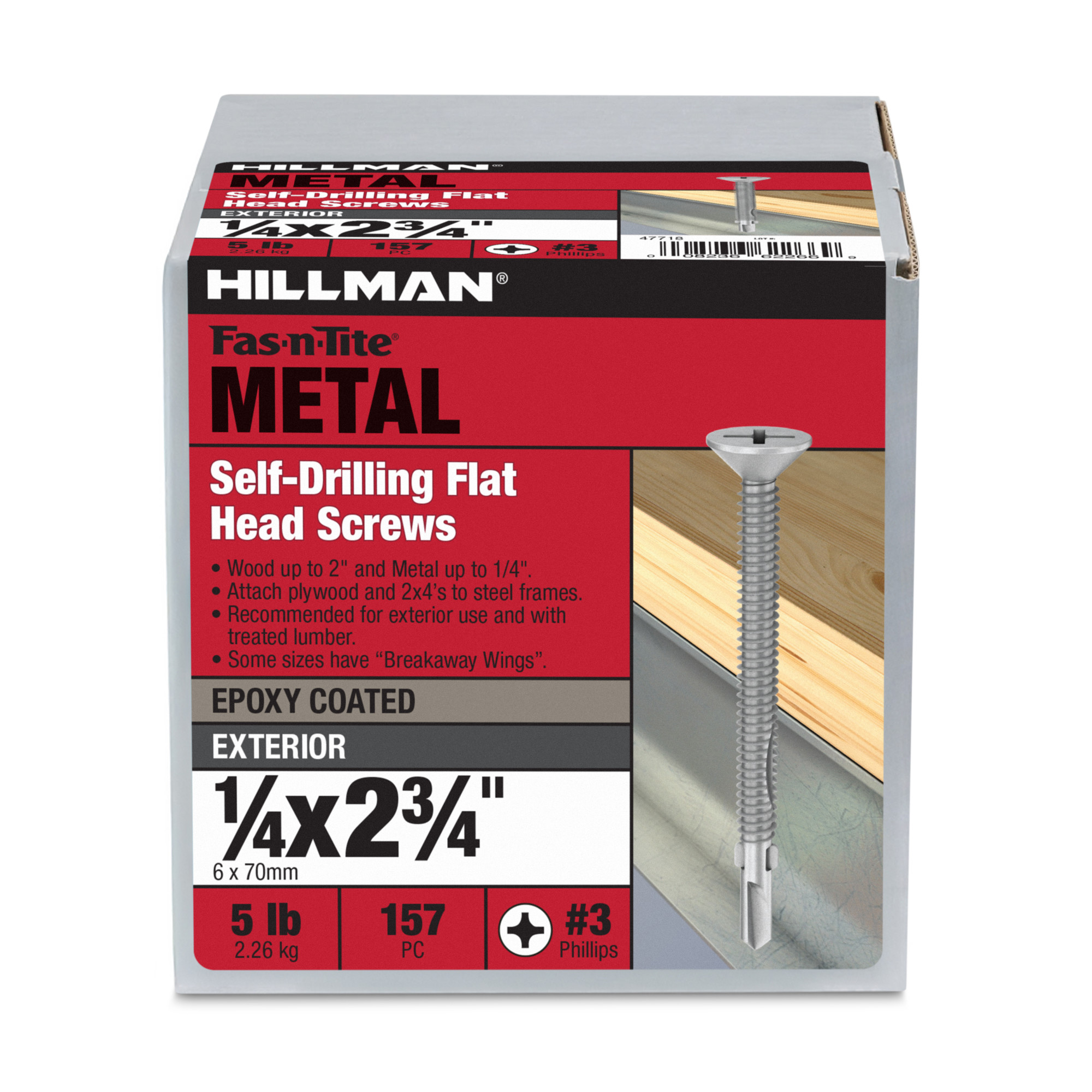 Hillman Flat Head Phillips Self Drilling Screws with Wings (1/4 in.-20 x 2-3/4 in.)