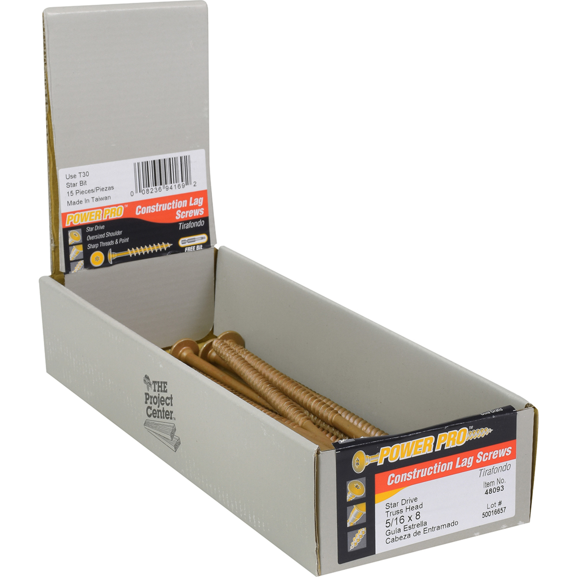 Power Pro Bronze Star Drive Construction Lag Screws (5/16 in.-18 x 8 in.) - 15 pc