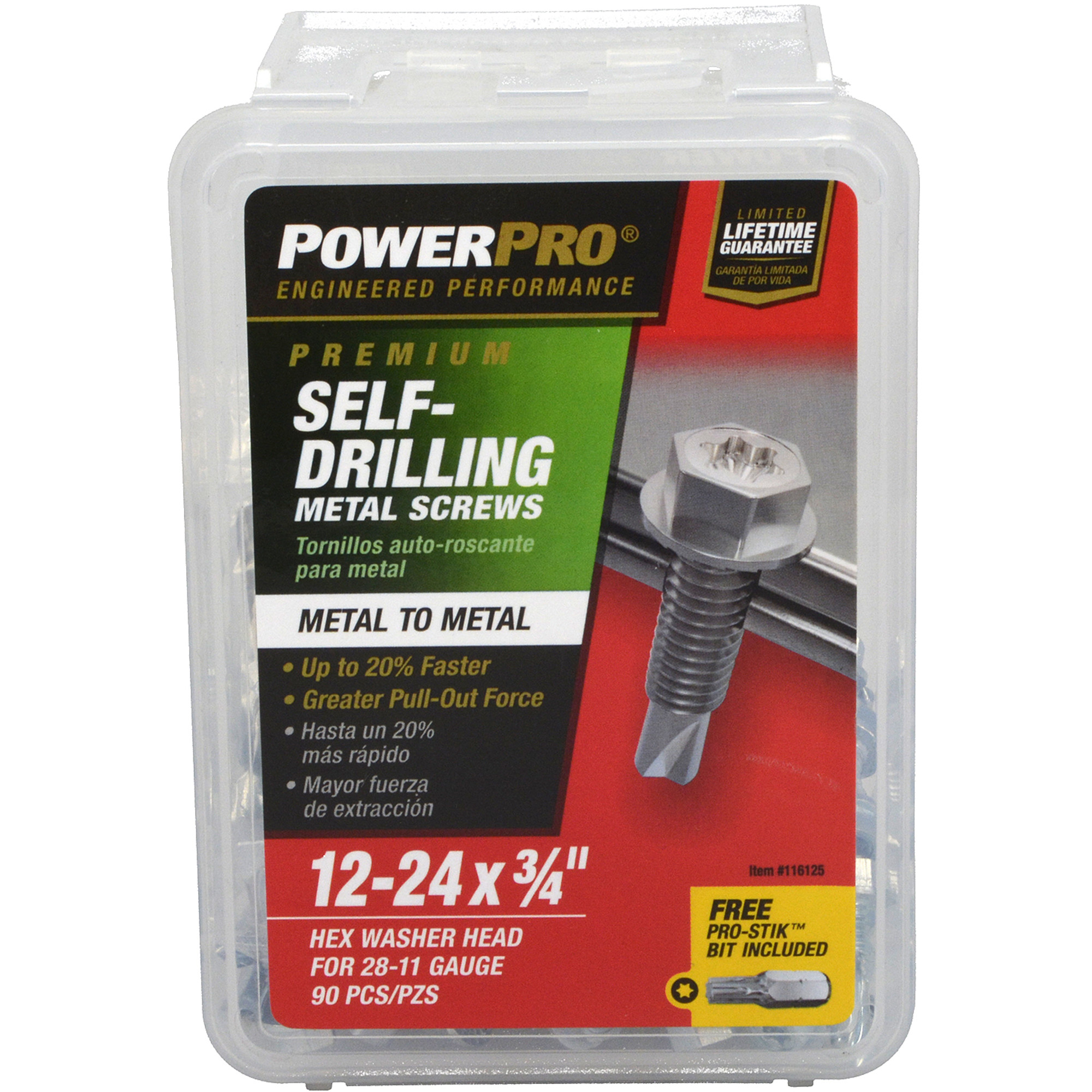 Power Pro Premium Hex Zinc Sheet Metal Self-Drilling Screws (#12-24 x 3/4 in.)-90pc