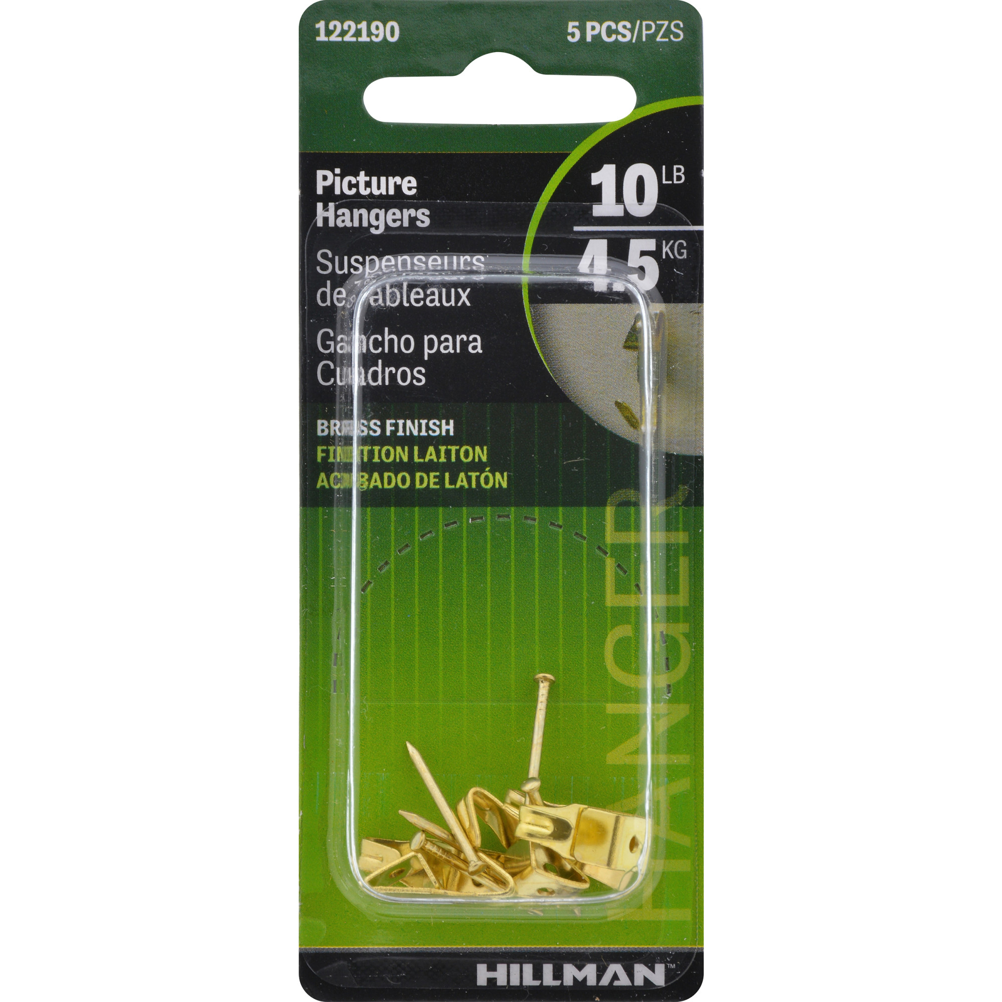 Hillman Professional Picture Hangers Brass 10lb 5 Pack