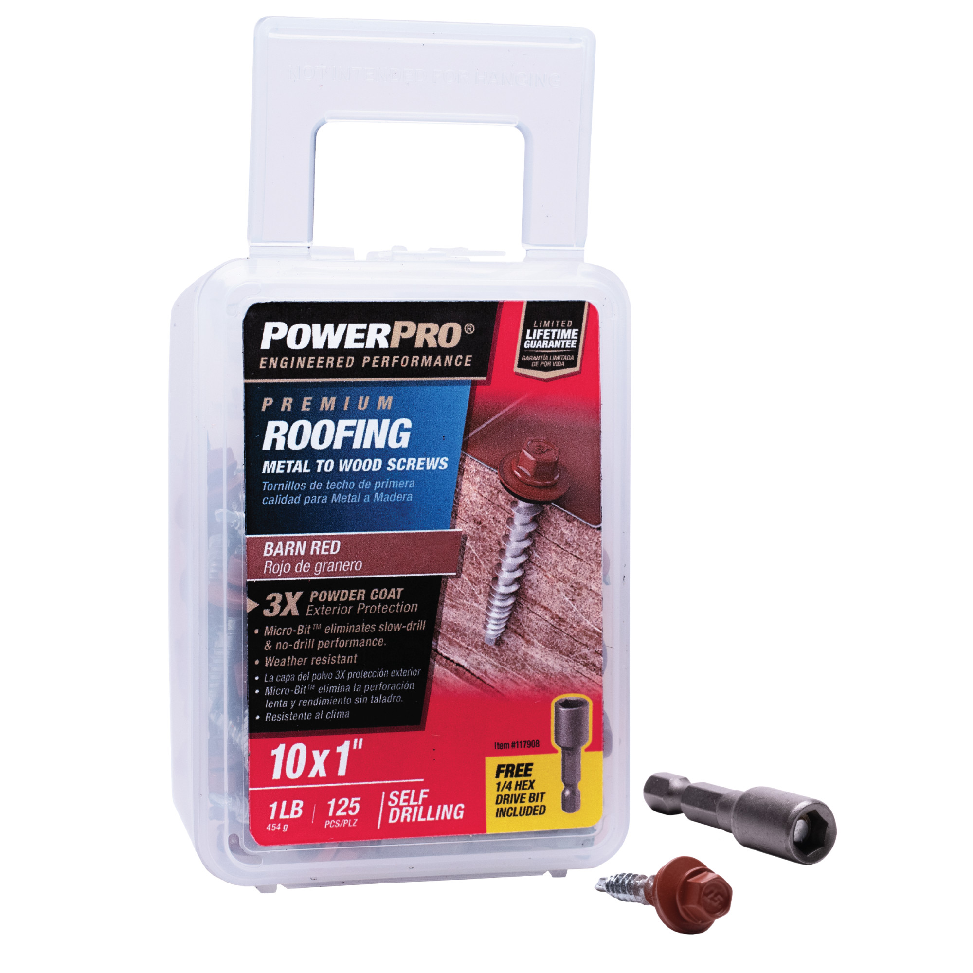 Power Pro Red Self Drilling Metal-to-Wood Roofing Screws (#10 x 1 in.) - 125 pc