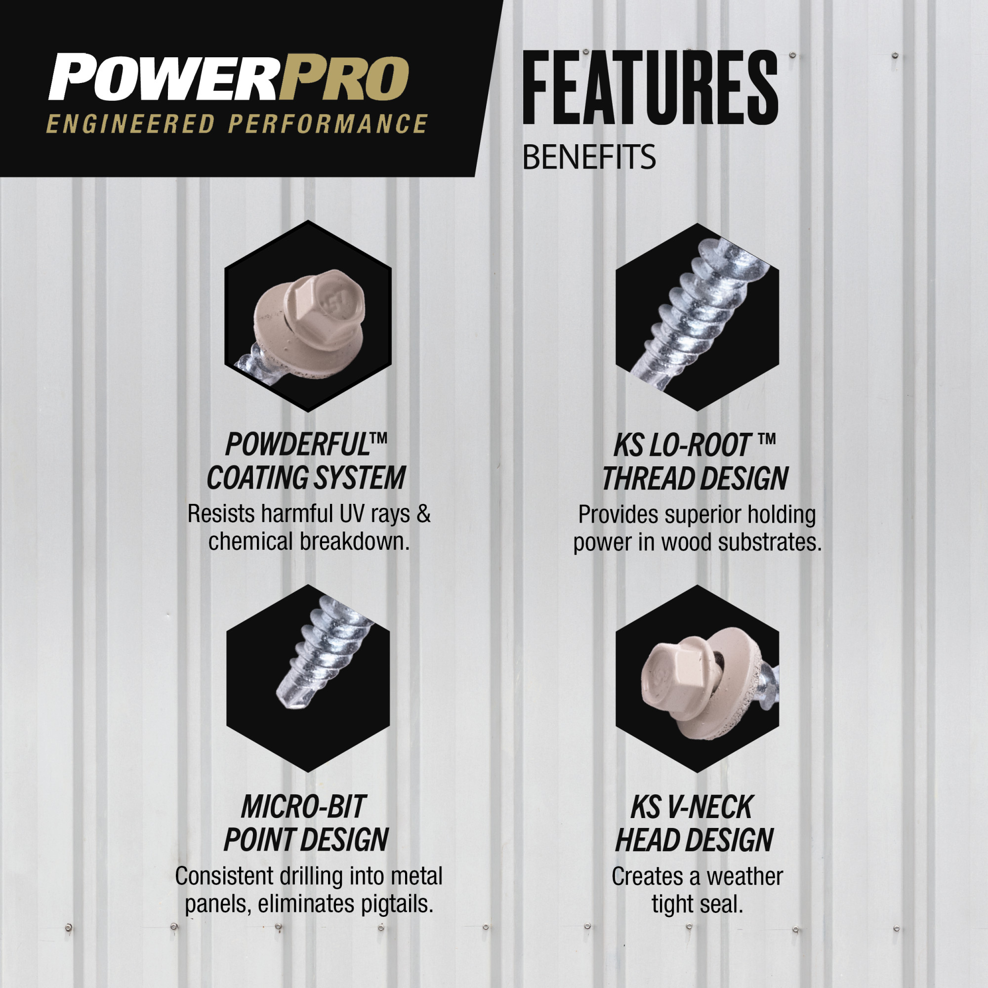 Power Pro Ivory Self Drilling Metal-to-Wood Roofing Screws (#10 x 1 in.) - 250 pc