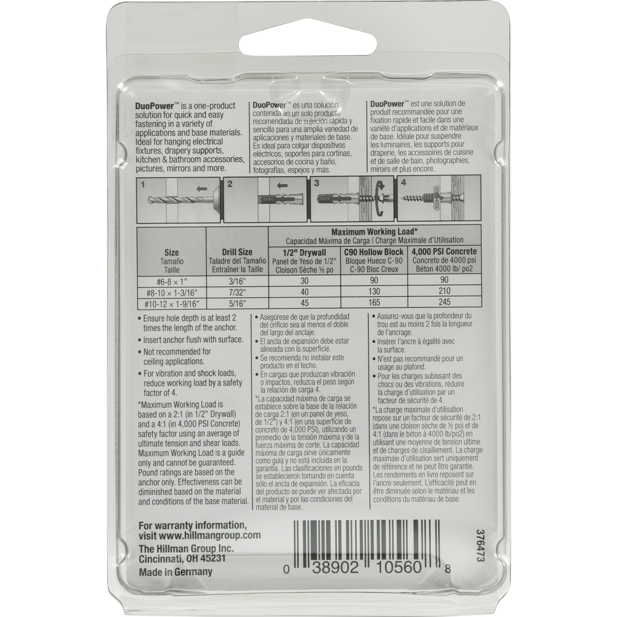 Hillman DuoPower Contractor-Strength Anchor 1-3/4 in. (#8) - 18 pc